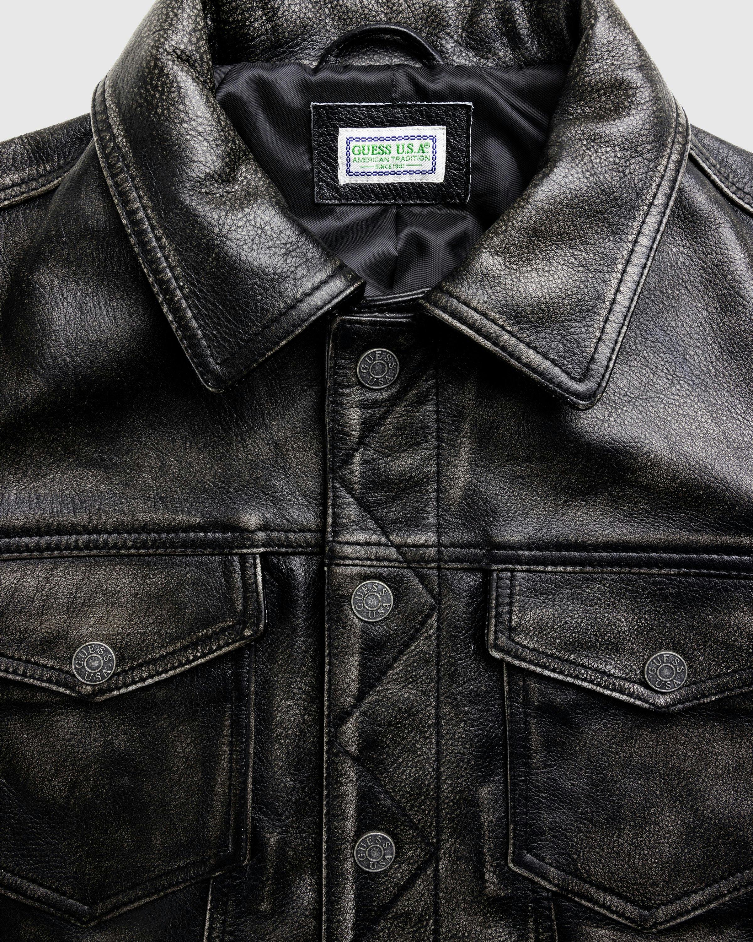 Guess USA – Gusa Distressed Leather Trucker Jet Black Multi Guess USA – Gusa Distressed Leather Trucker Jet Black Multi
