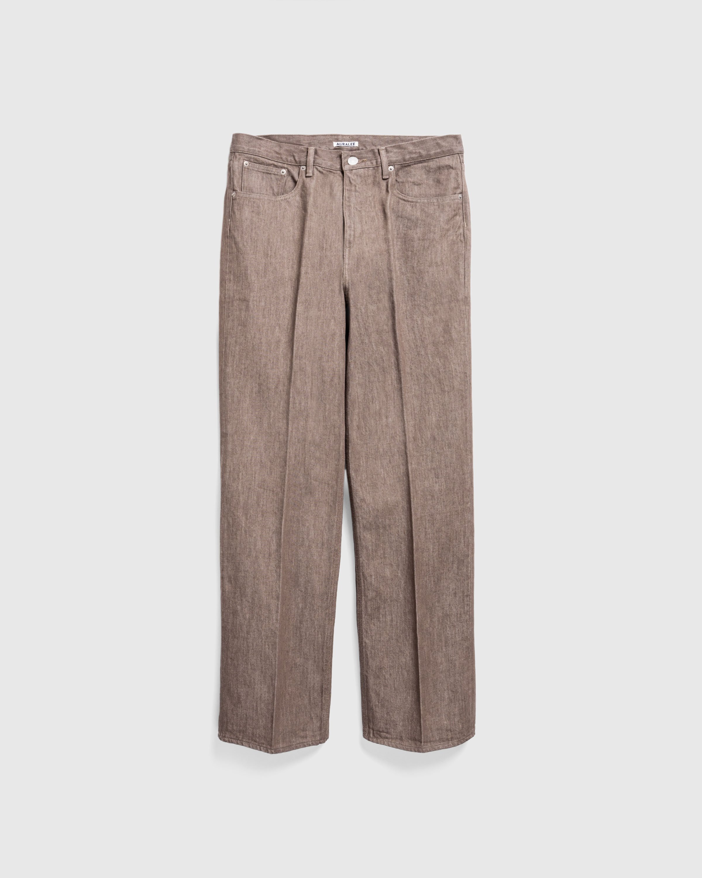 Auralee - Hard Twist Denim 5P Pants Brown - Clothing - Brown - Image 1