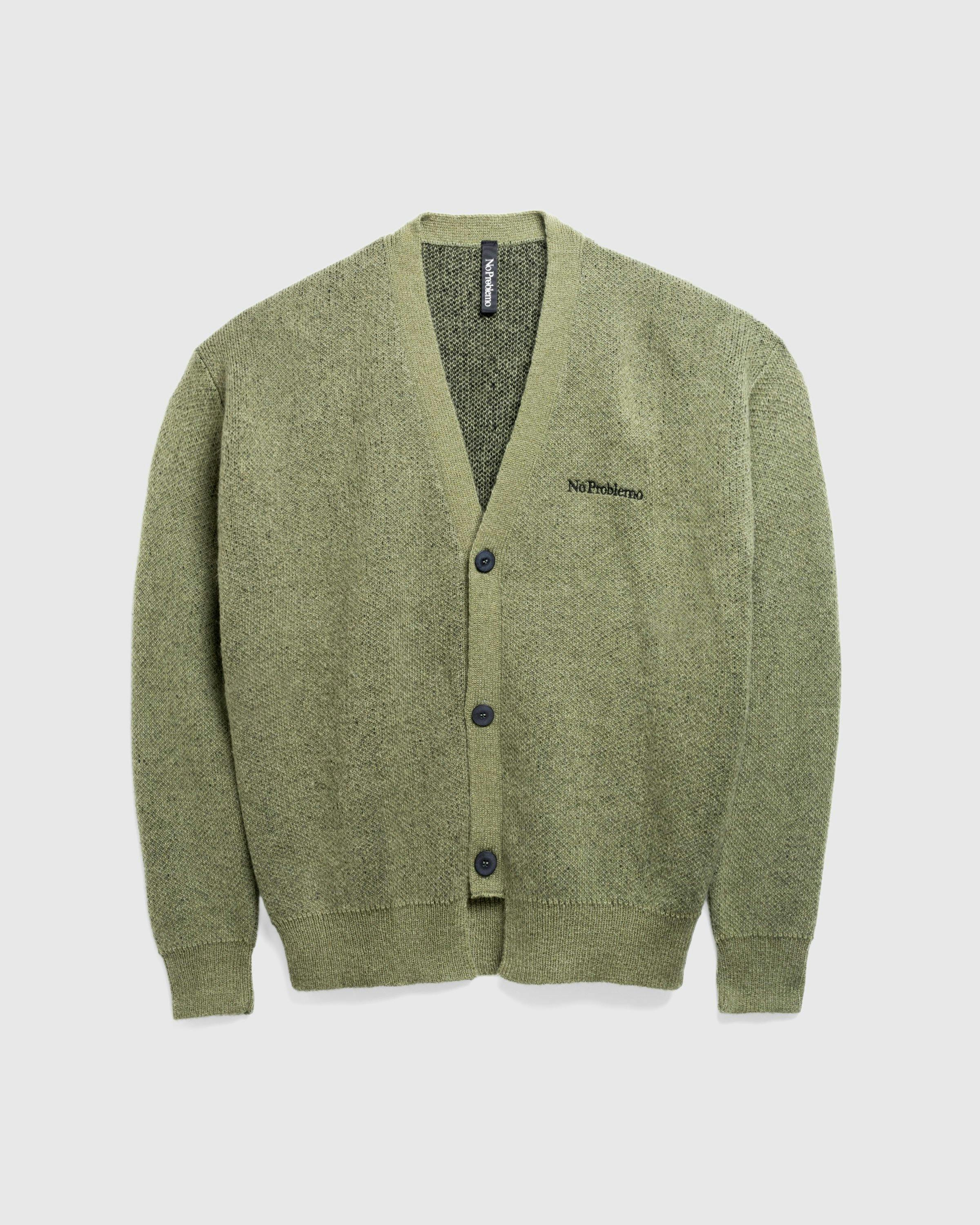 Aries - No Problemo Brushed Mohair Cardigan Black/Olive - Clothing - Green - Image 1