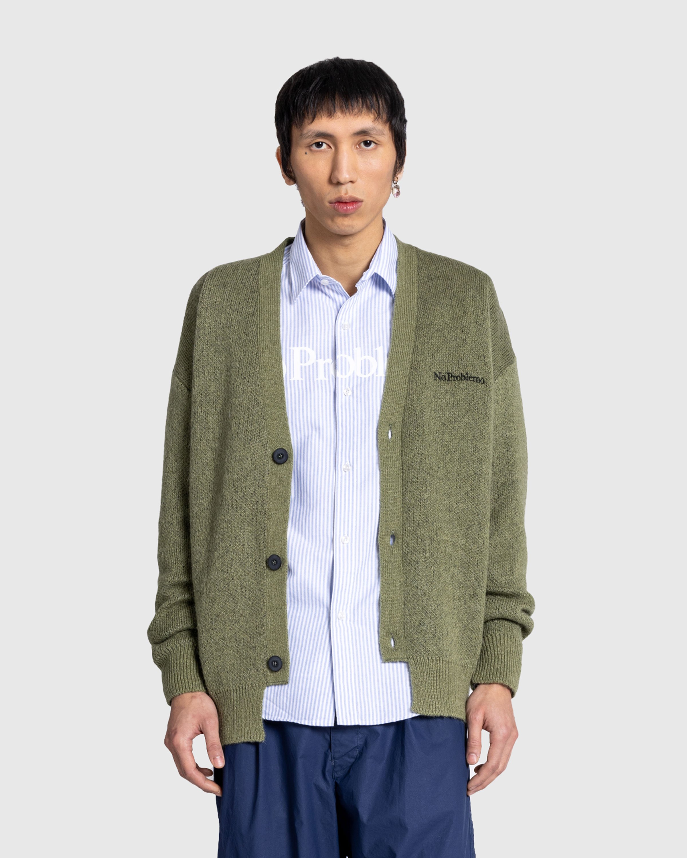 Aries - No Problemo Brushed Mohair Cardigan Black/Olive - Clothing - Green - Image 2