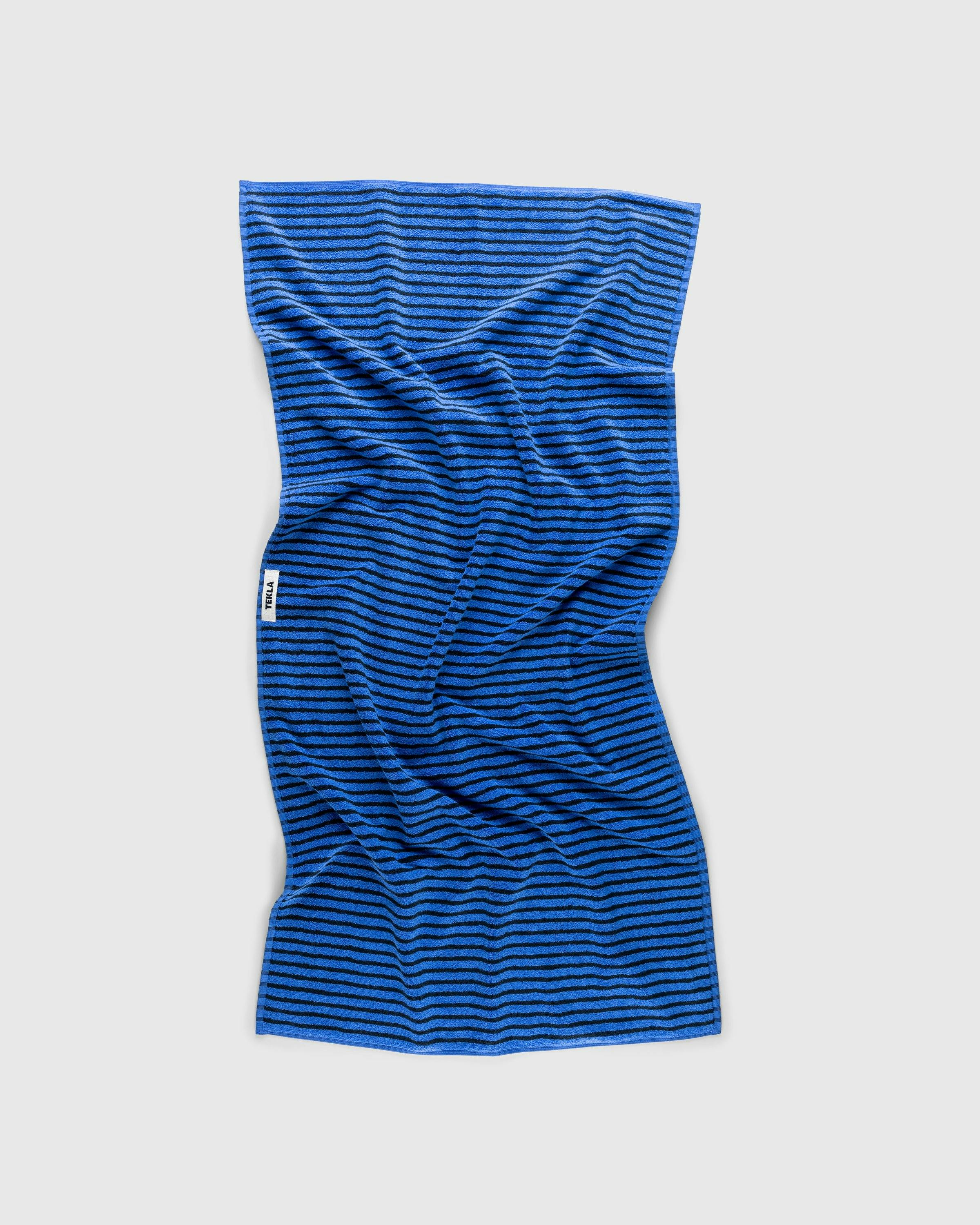 Tekla – Bath Towel Blue and Black | Highsnobiety Shop