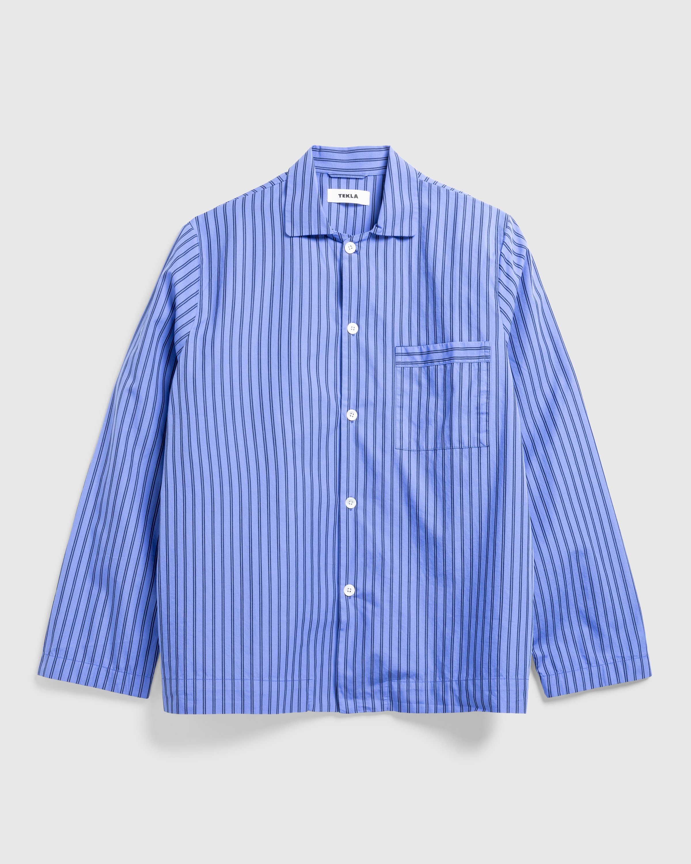 Tekla - Cotton Poplin - Pyjamas Shirt Boro Stripes - Clothing - Blue - Image 1