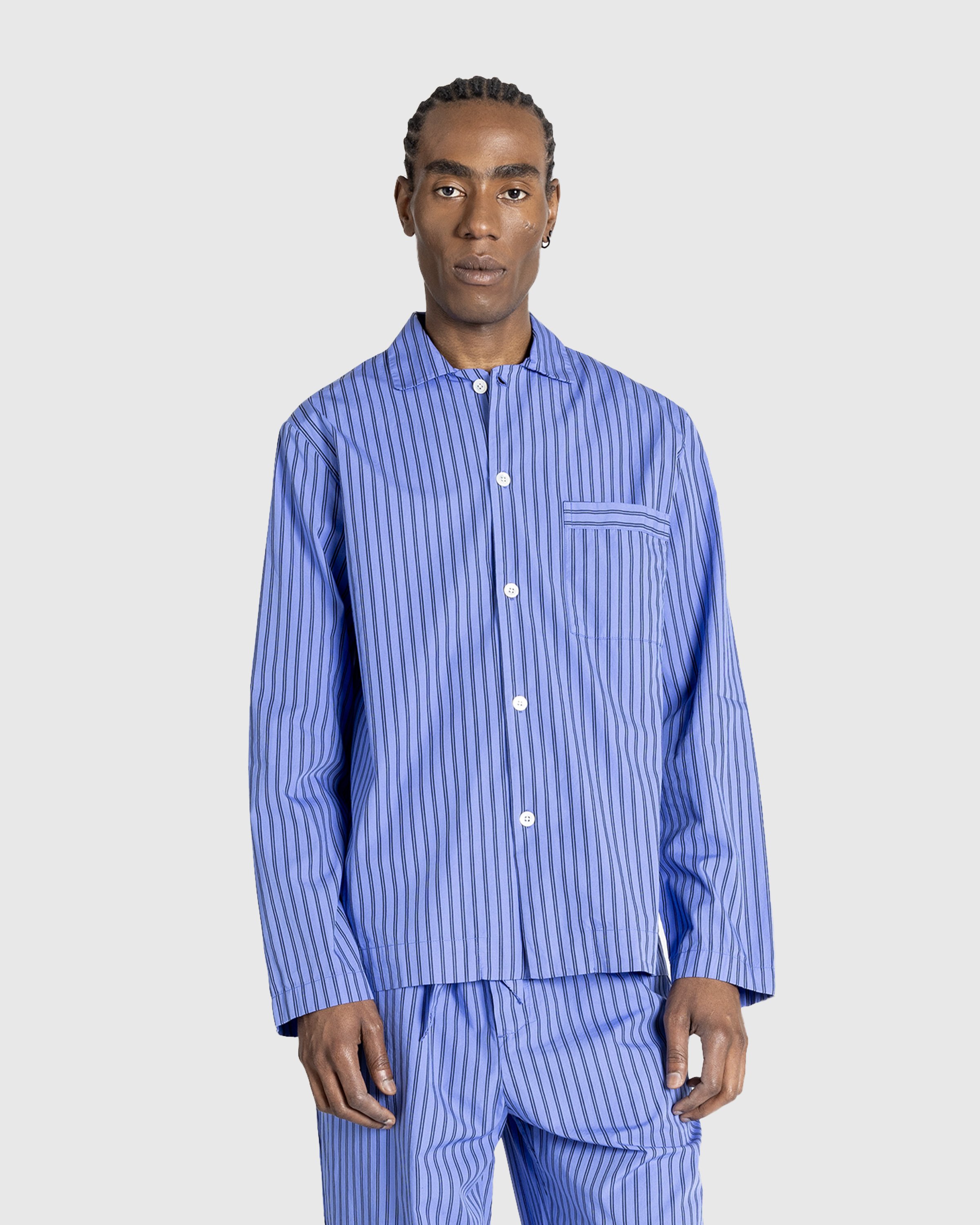 Tekla - Cotton Poplin - Pyjamas Shirt Boro Stripes - Clothing - Blue - Image 2