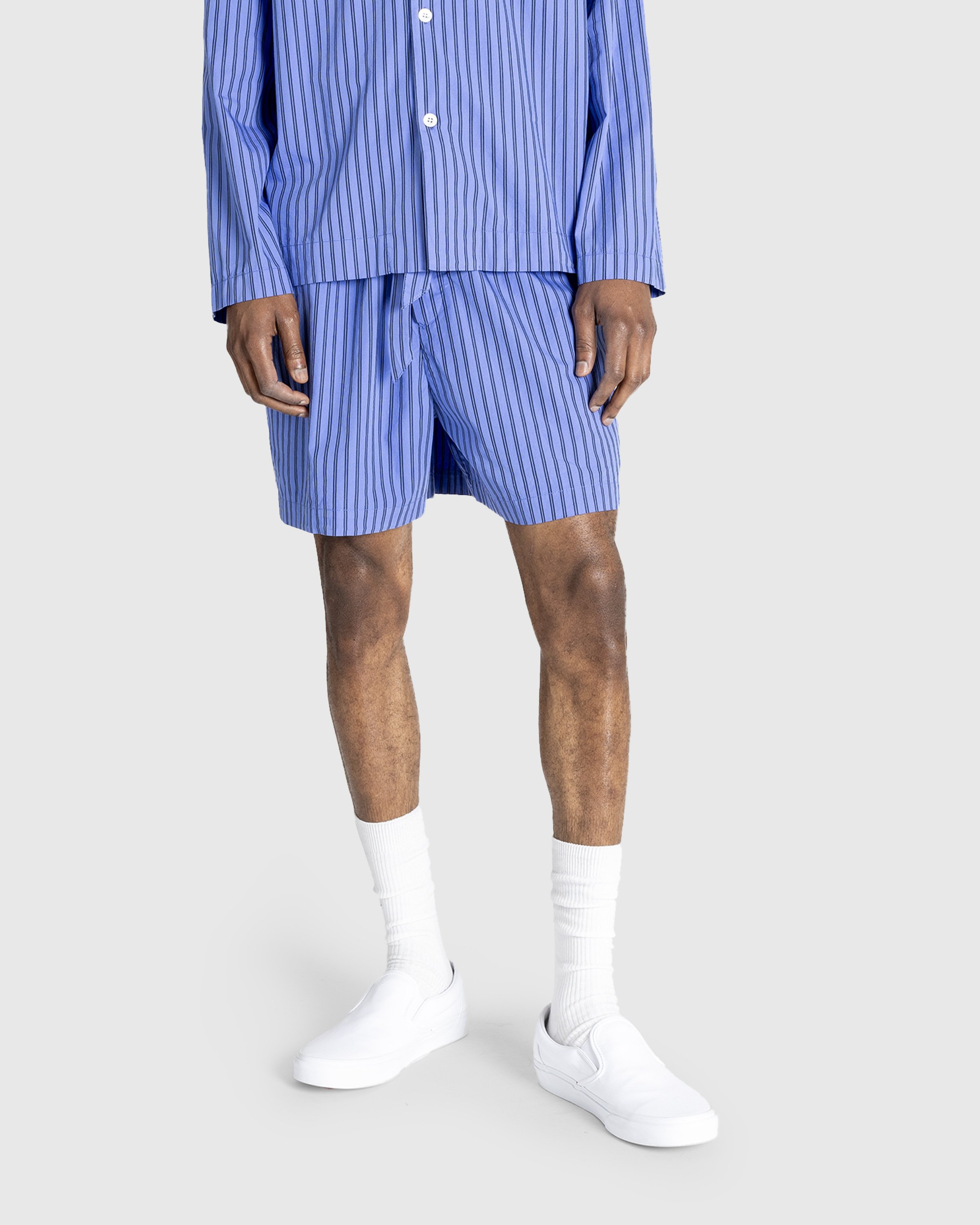 Tekla - Cotton Poplin - Pyjamas Shorts Boro Stripes - Clothing - Blue - Image 2