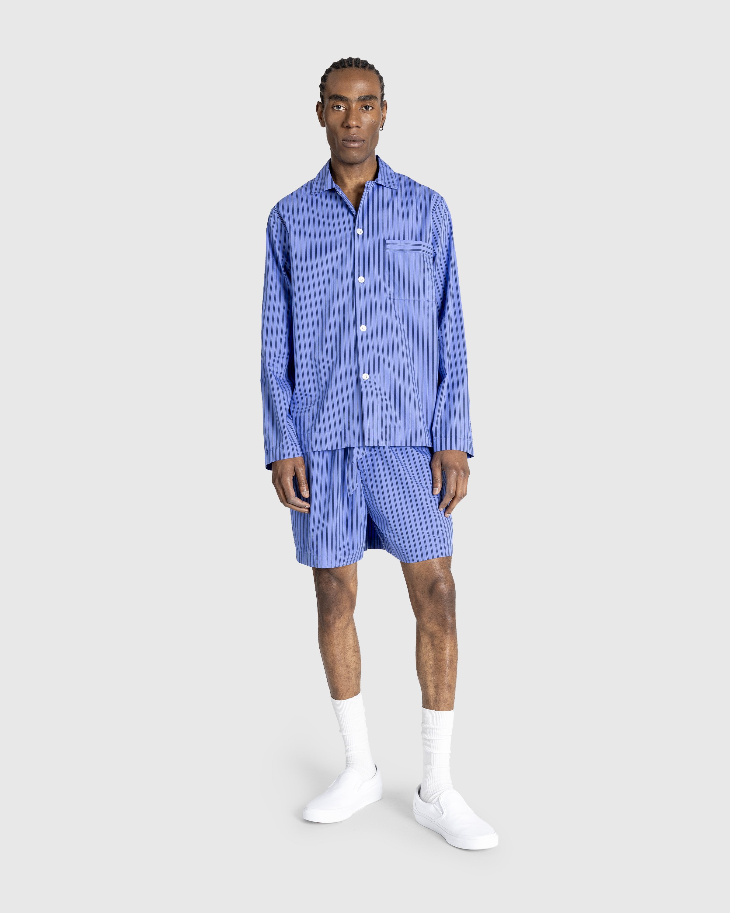 Tekla - Cotton Poplin - Pyjamas Shorts Boro Stripes - Clothing - Blue - Image 3