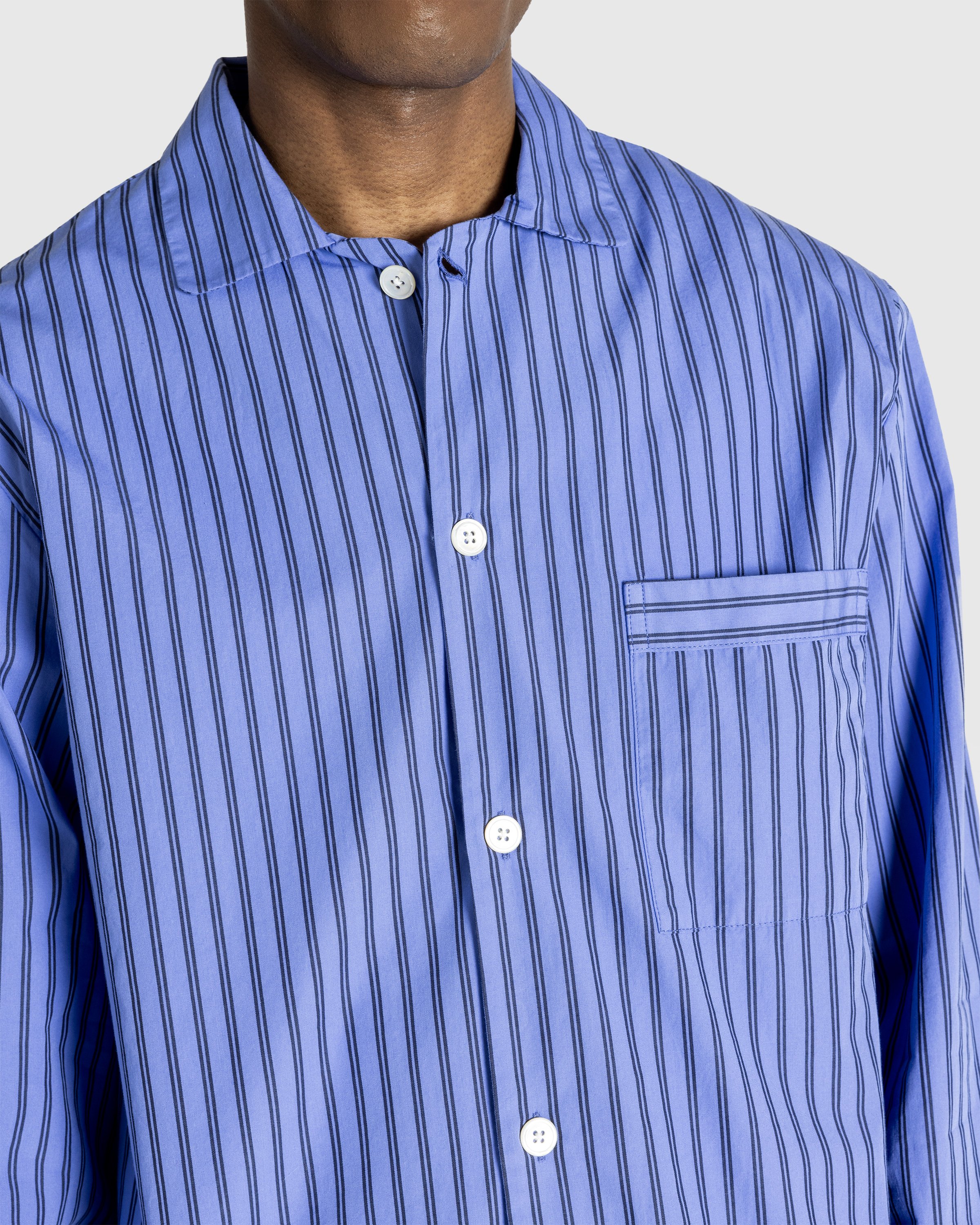 Tekla - Cotton Poplin - Pyjamas Shirt Boro Stripes - Clothing - Blue - Image 5