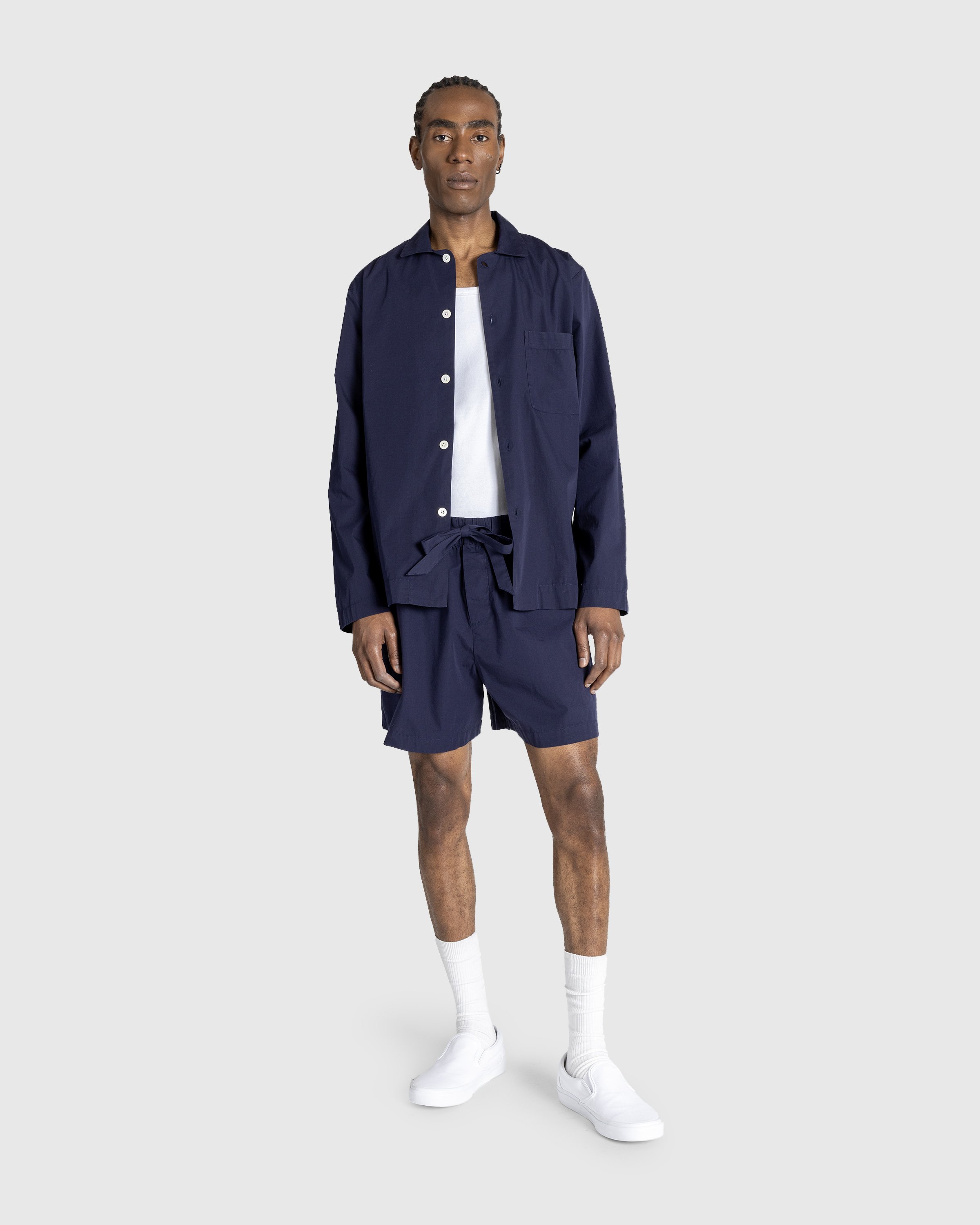 Tekla - Cotton Poplin - Pyjamas Shorts True Navy - Clothing - Blue - Image 3