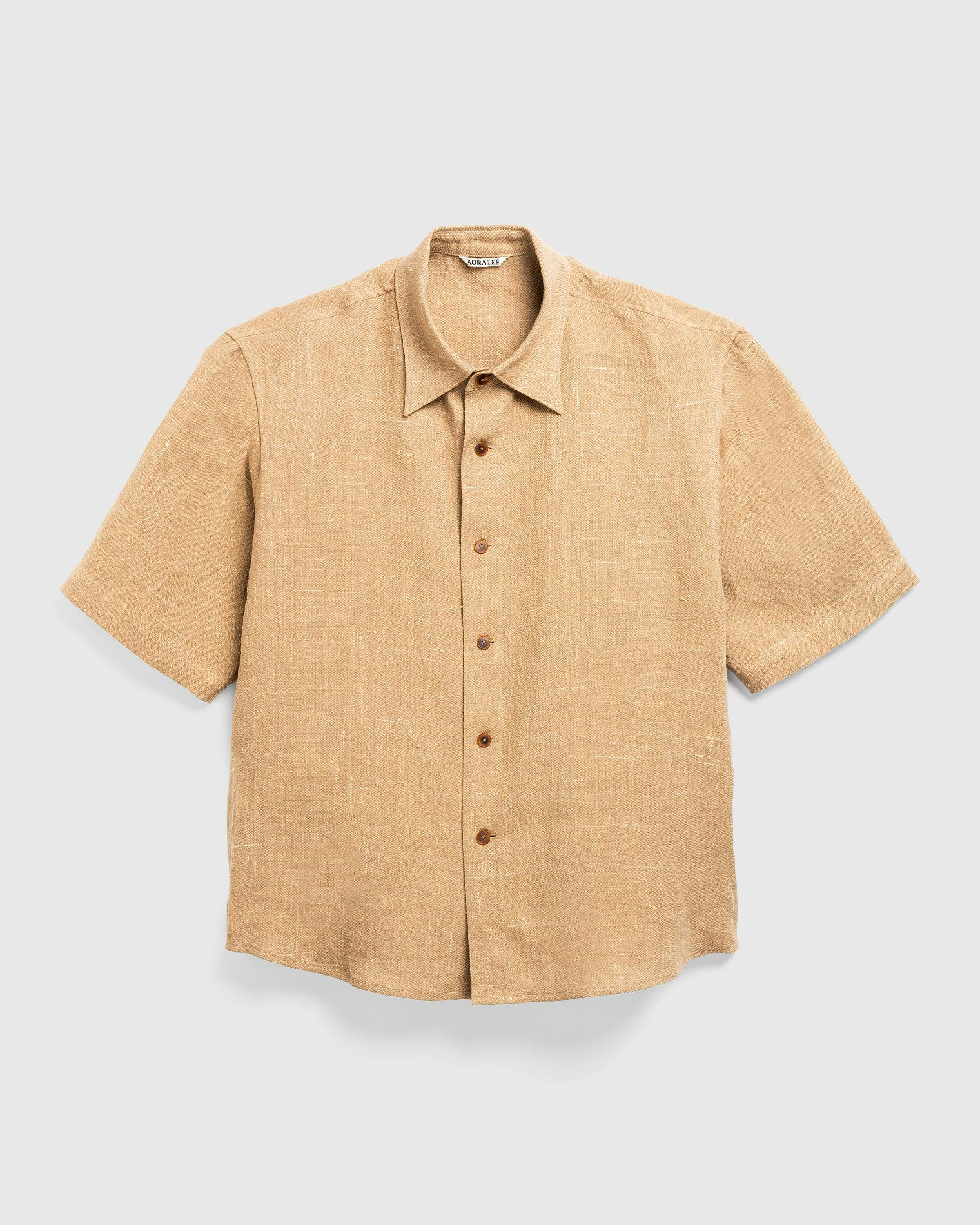 Auralee Linen Silk Tweed Half Sleeved Shirt Brown Highsnobiety Shop