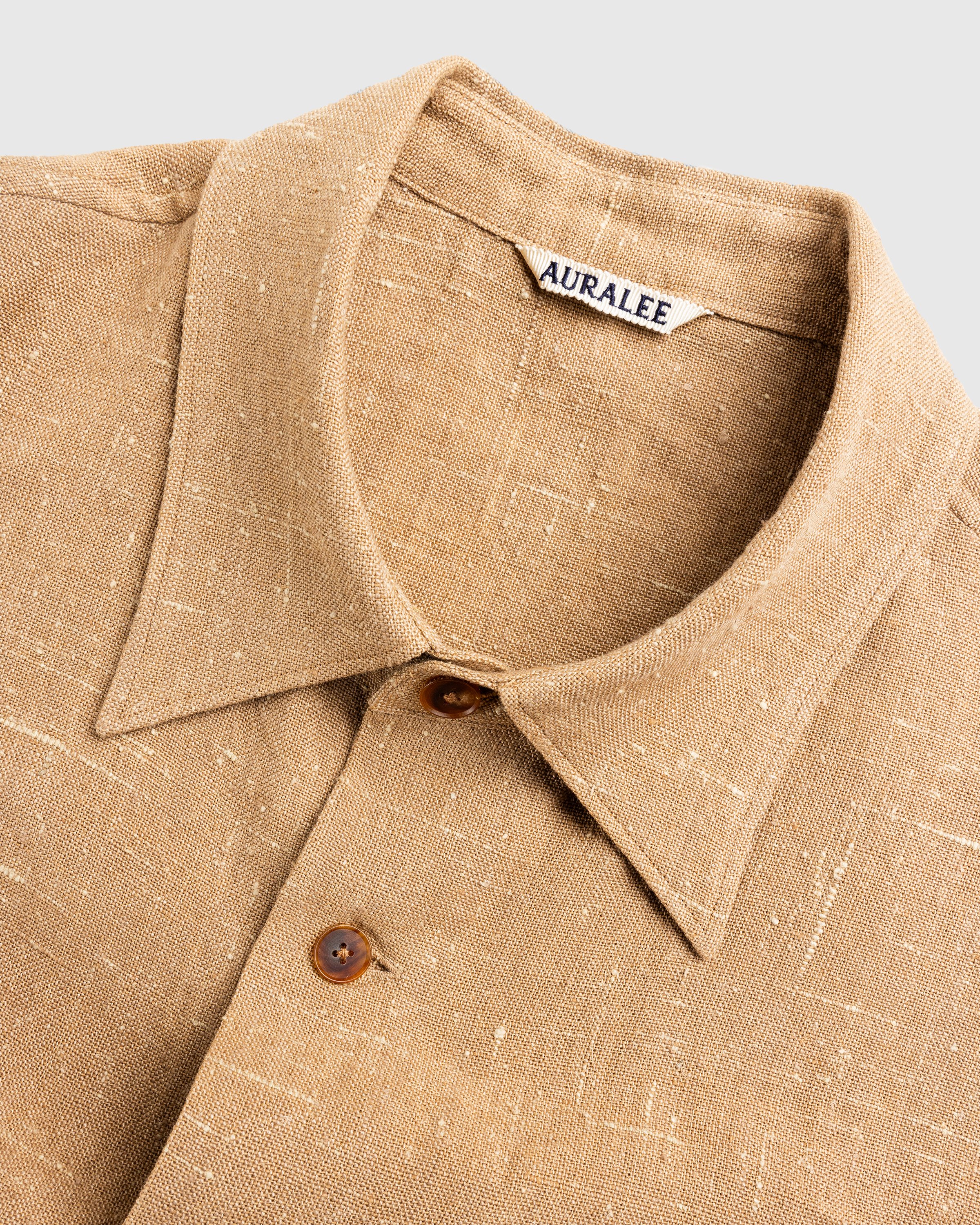 Auralee - Linen Silk Tweed Half Sleeved Shirt Brown - Clothing - Brown - Image 6