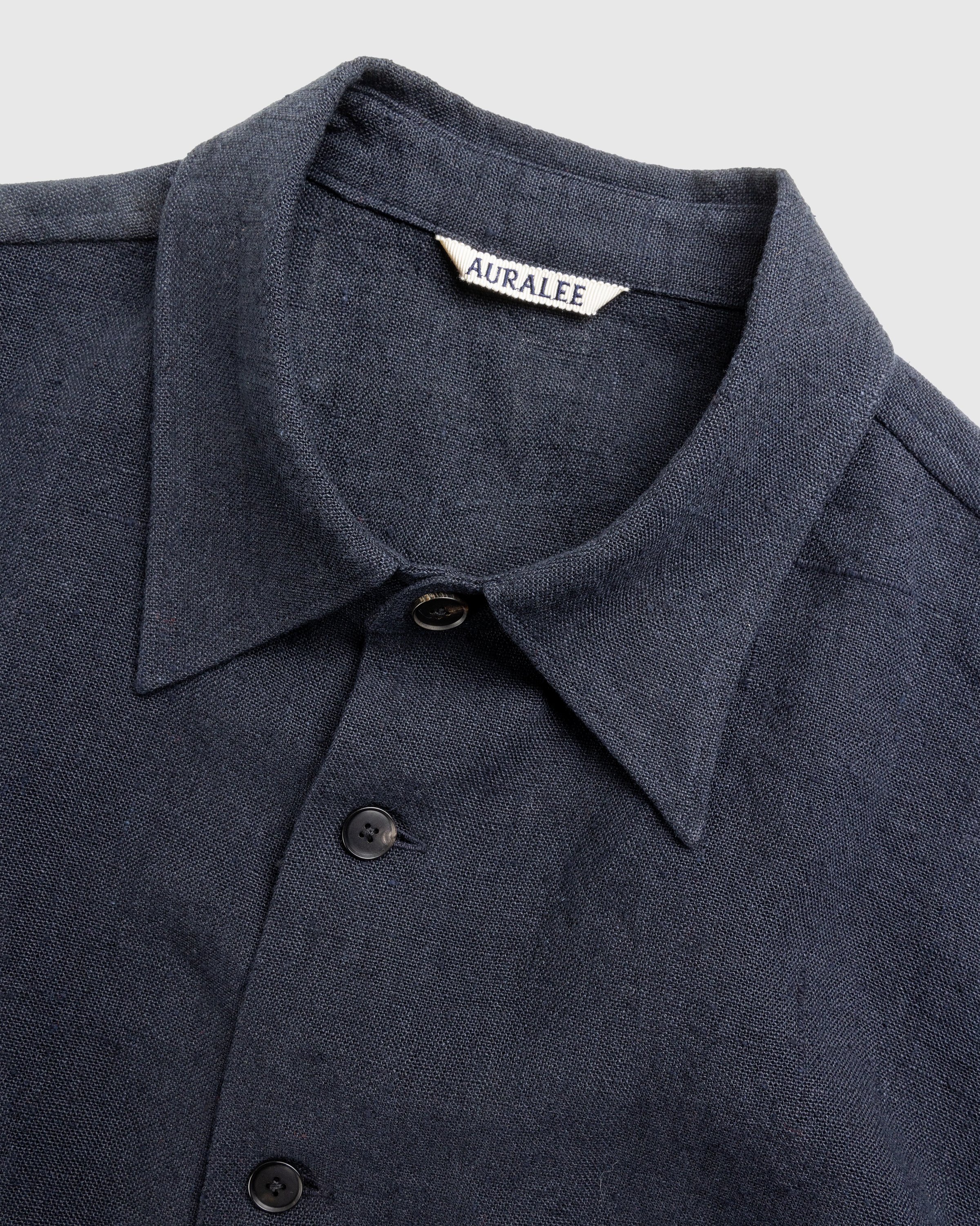Auralee - Linen Silk Tweed Half Sleeved Shirt Dark Navy - Clothing - Blue - Image 6