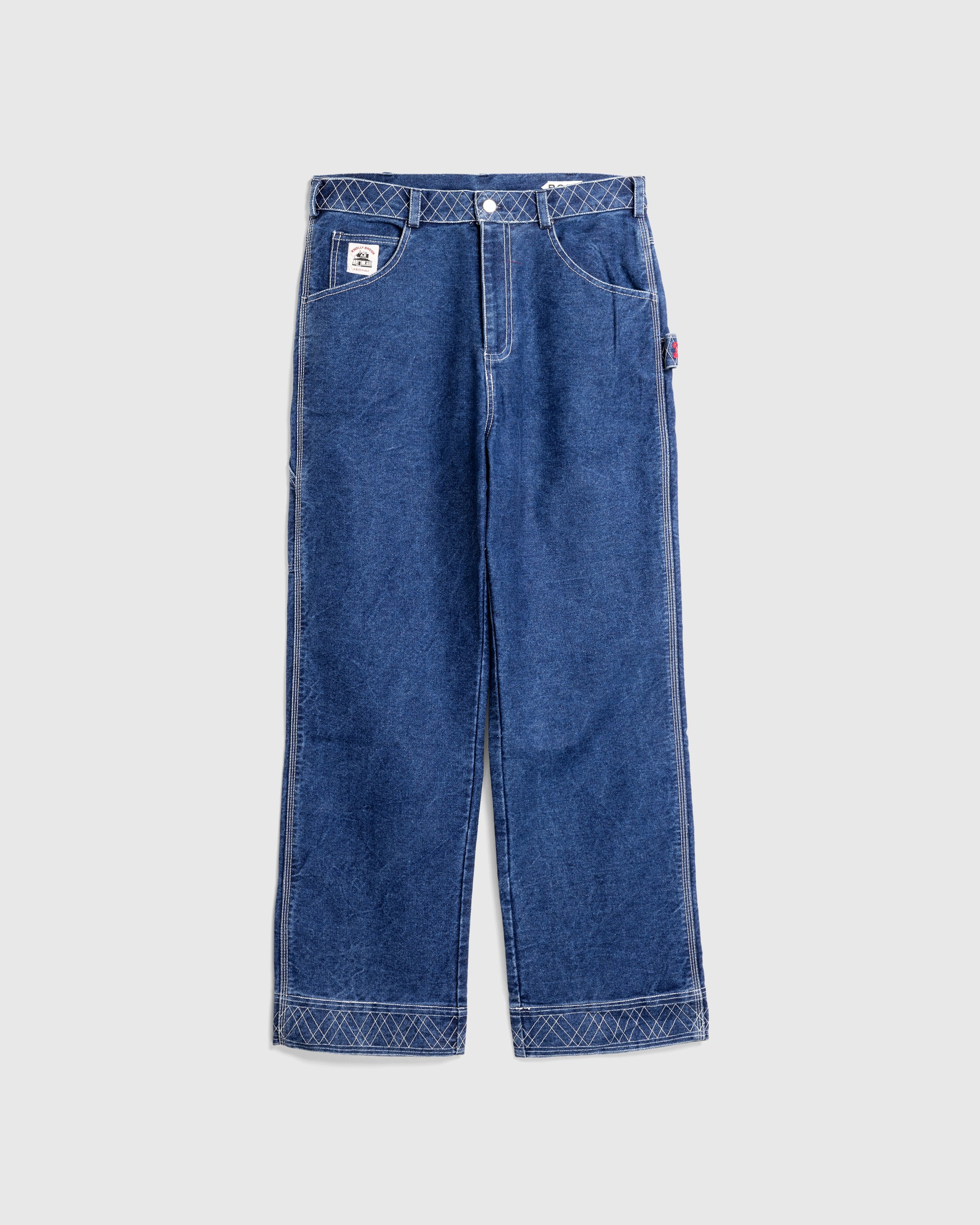 Bode - Embroidered Denim Knolly Brook Trouser Indigo - Clothing - Blue - Image 1