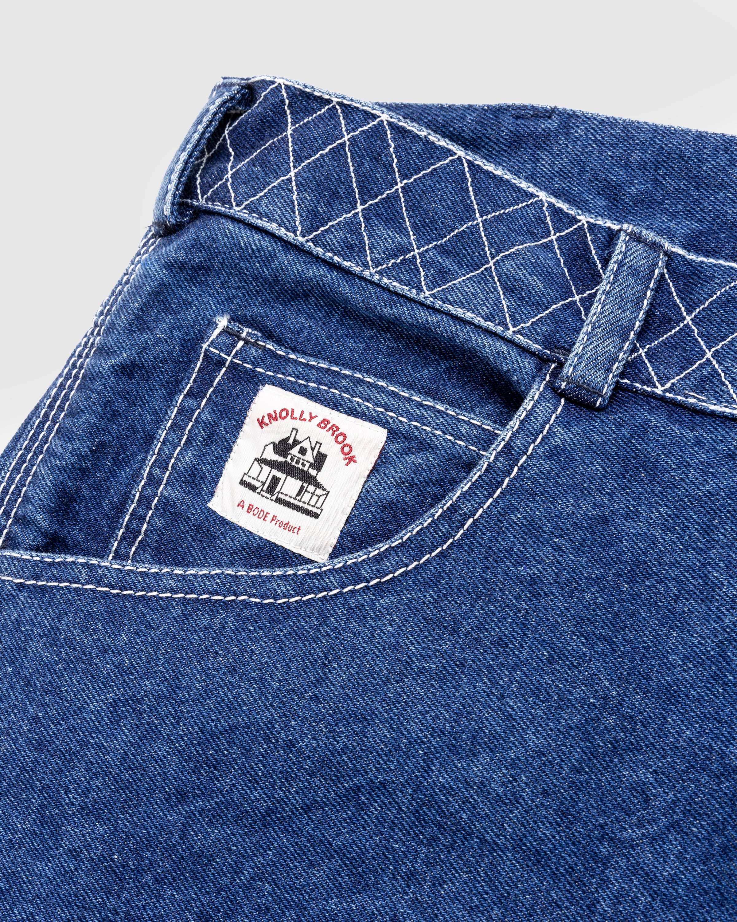 Bode - Embroidered Denim Knolly Brook Trouser Indigo - Clothing - Blue - Image 6