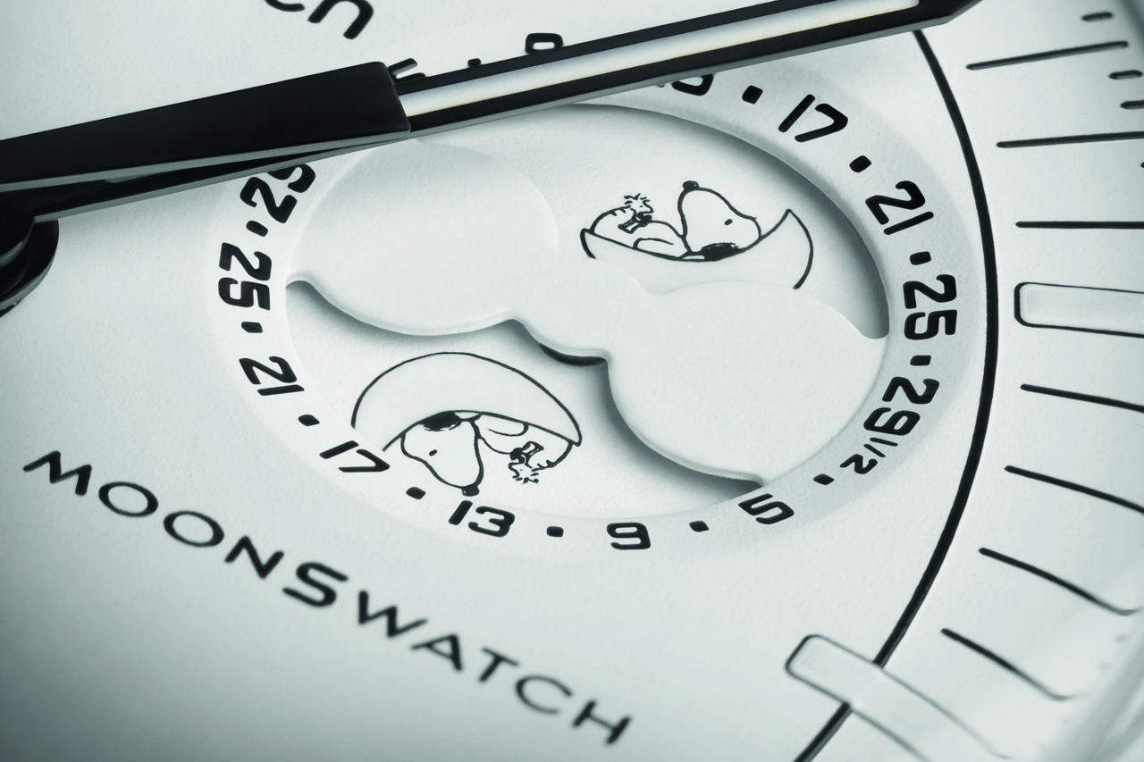 Swatch & OMEGA's Snoopy Moonswatch Mission to Moonphase collab in full moon white