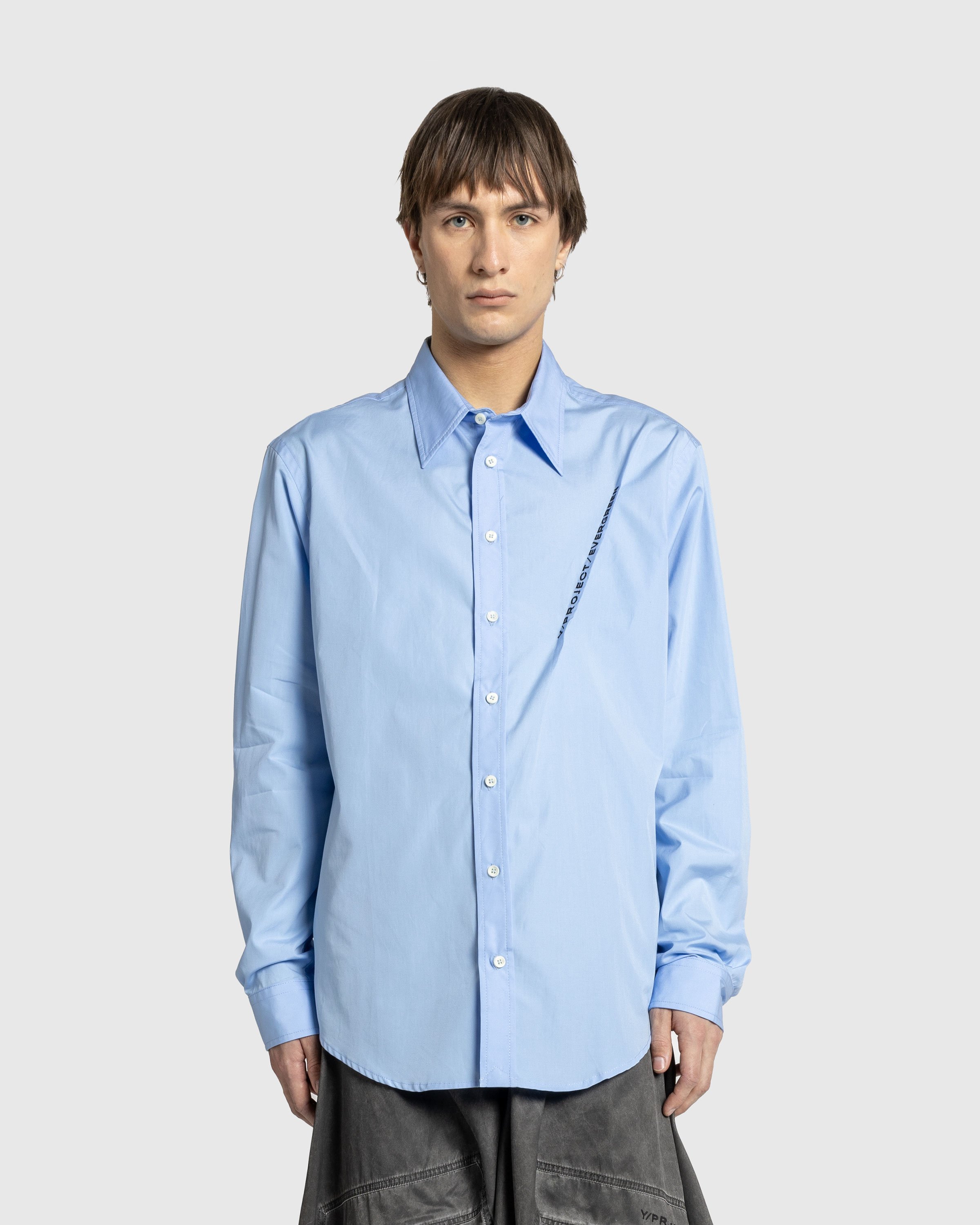 Y/Project - Evergreen Pinched Logo Shirt Light Blue - Clothing - Blue - Image 2