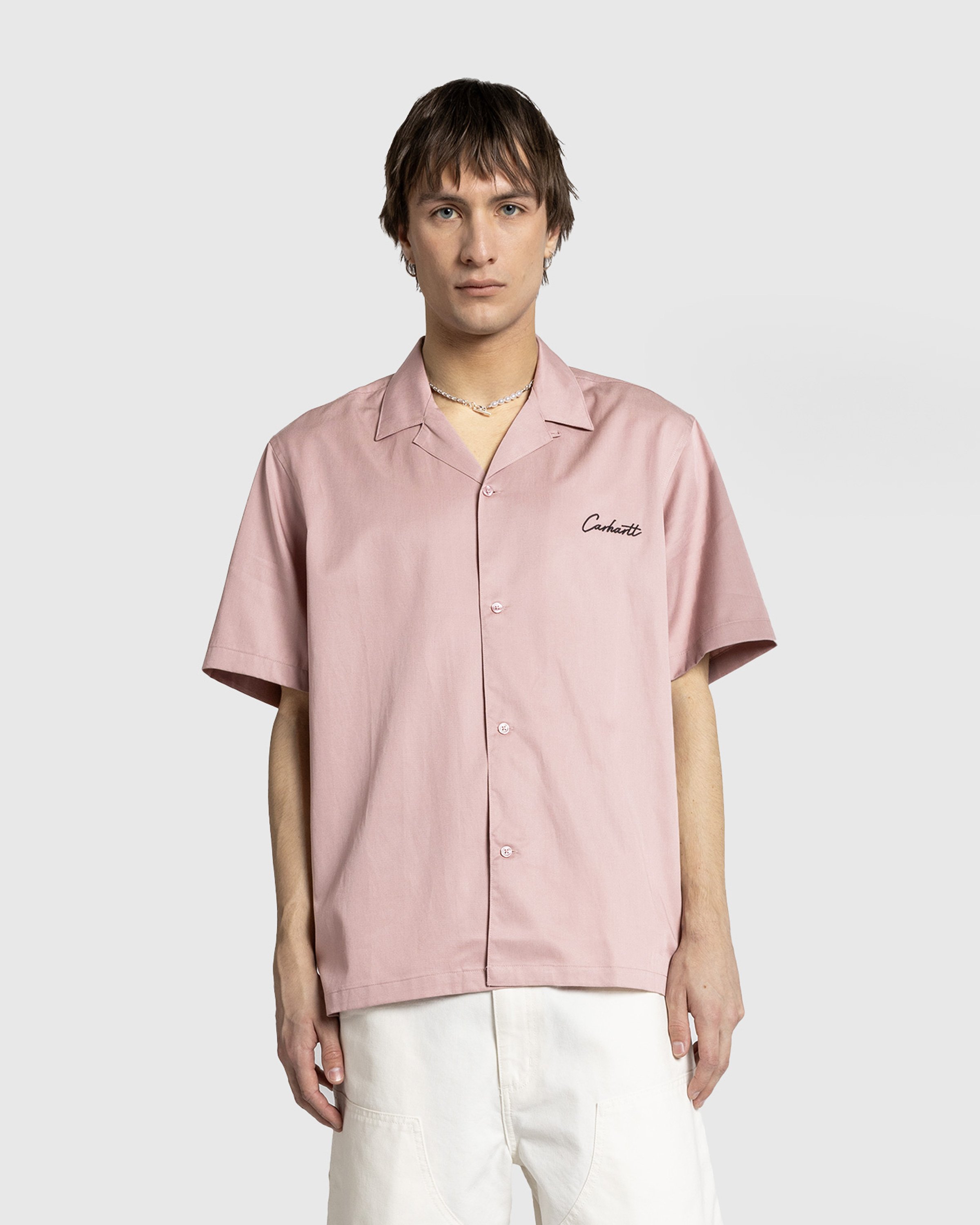 Carhartt WIP - S/S Delray Shirt Glassy Pink / Black - Clothing - Pink - Image 2