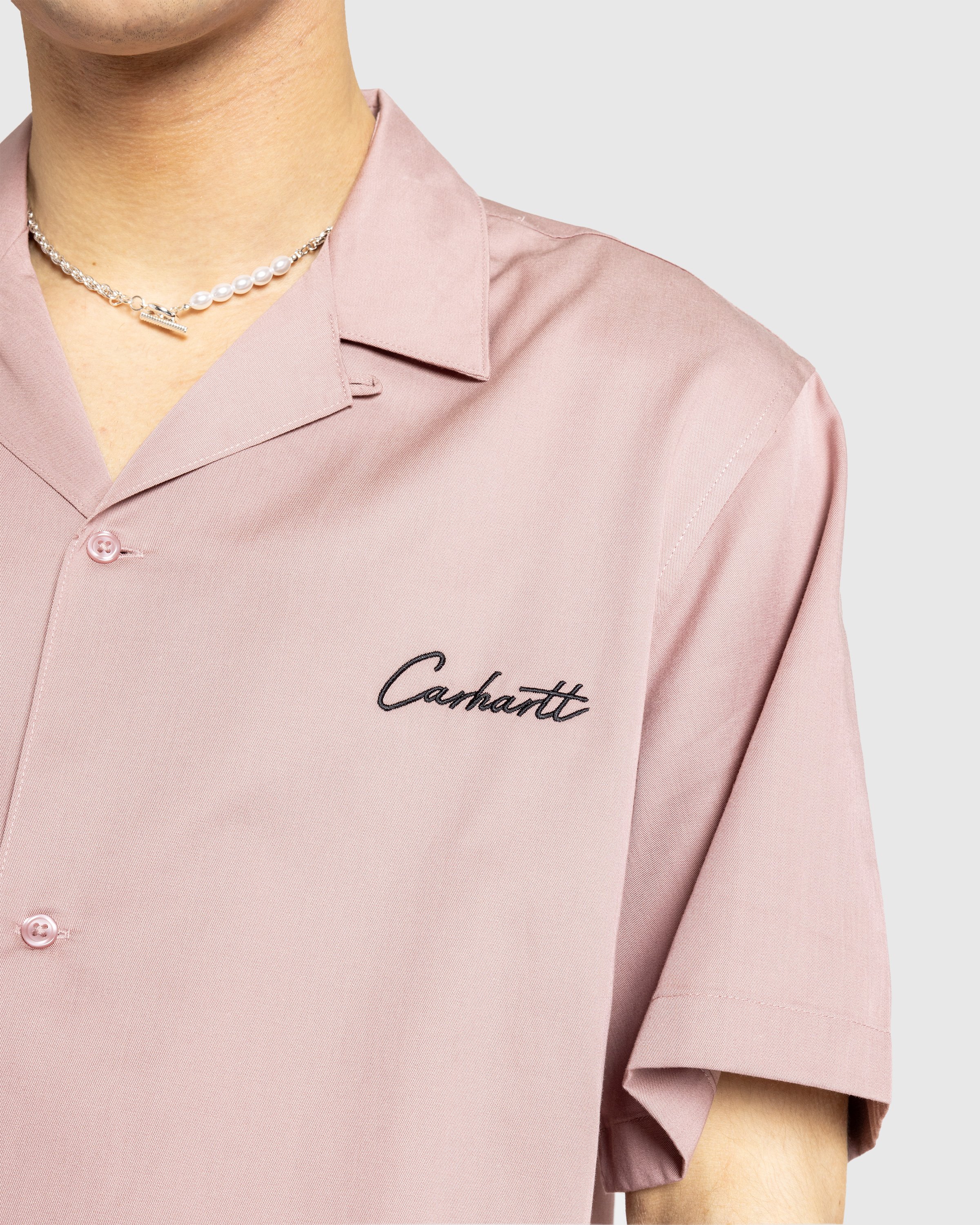 Carhartt WIP - S/S Delray Shirt Glassy Pink / Black - Clothing - Pink - Image 5