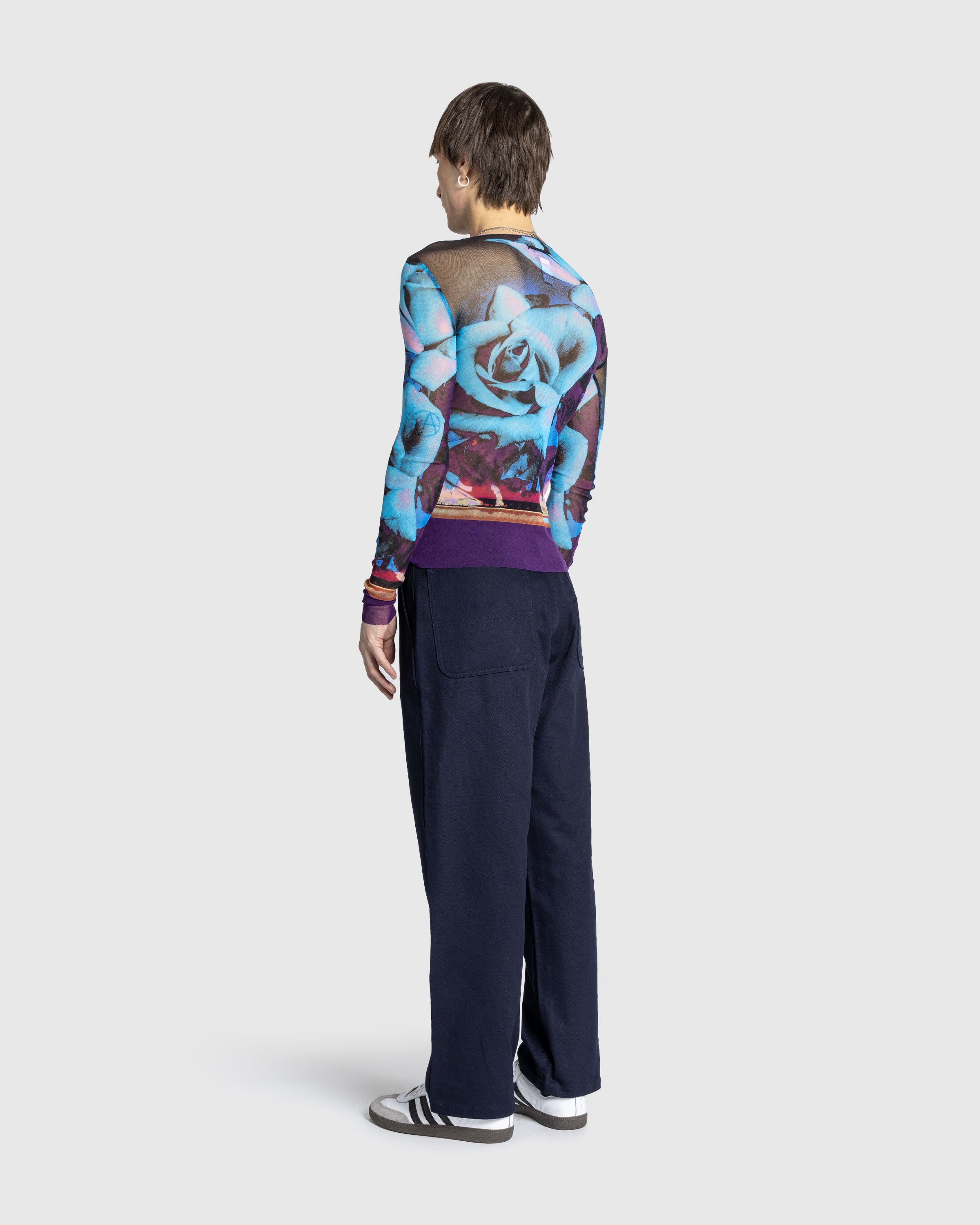 Jean Paul Gaultier - Mesh Long Sleeves Top Printed "Roses" Purple/Blue/Palepink - Clothing - Multi - Image 4