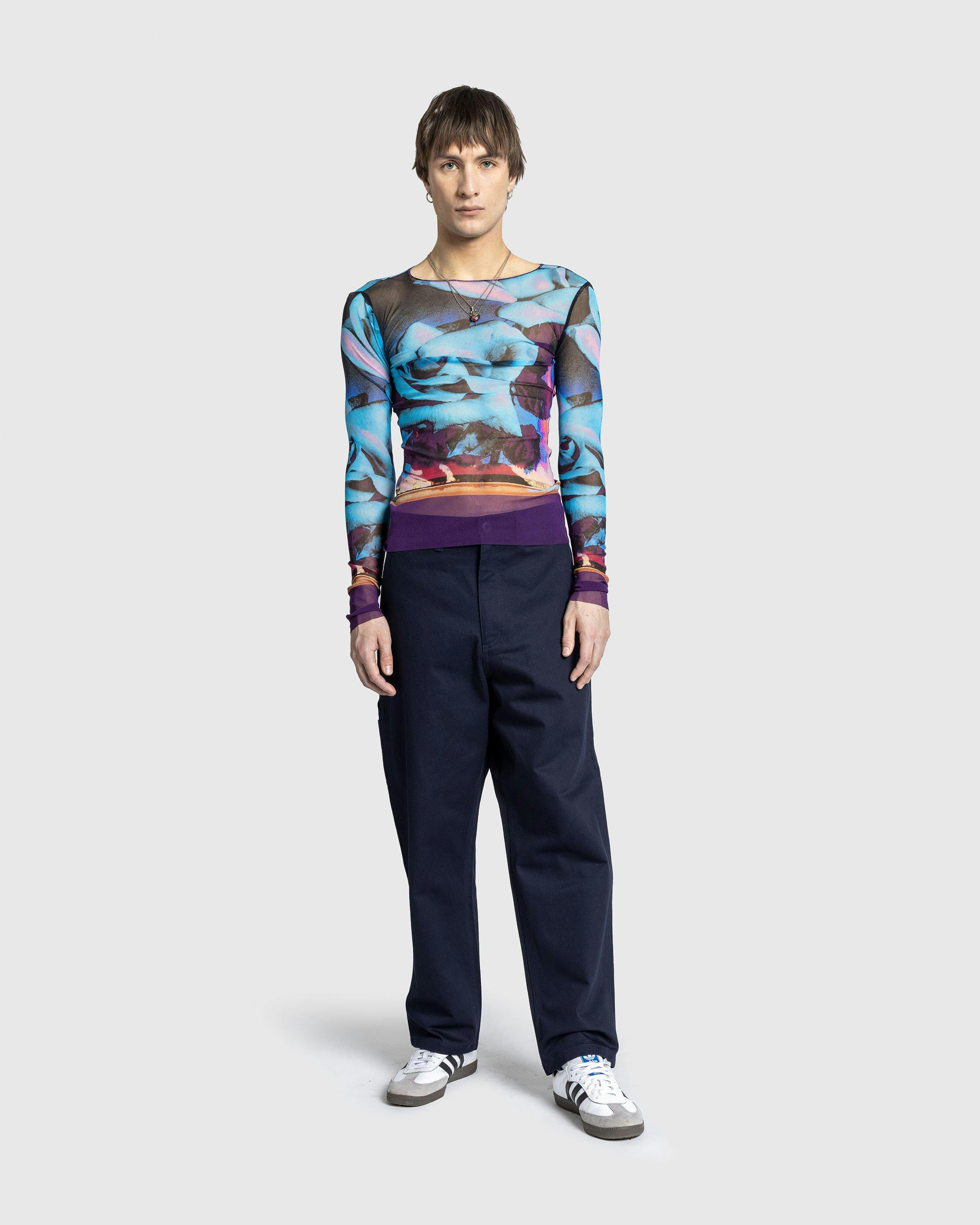 Jean Paul Gaultier - Mesh Long Sleeves Top Printed "Roses" Purple/Blue/Palepink - Clothing - Multi - Image 3