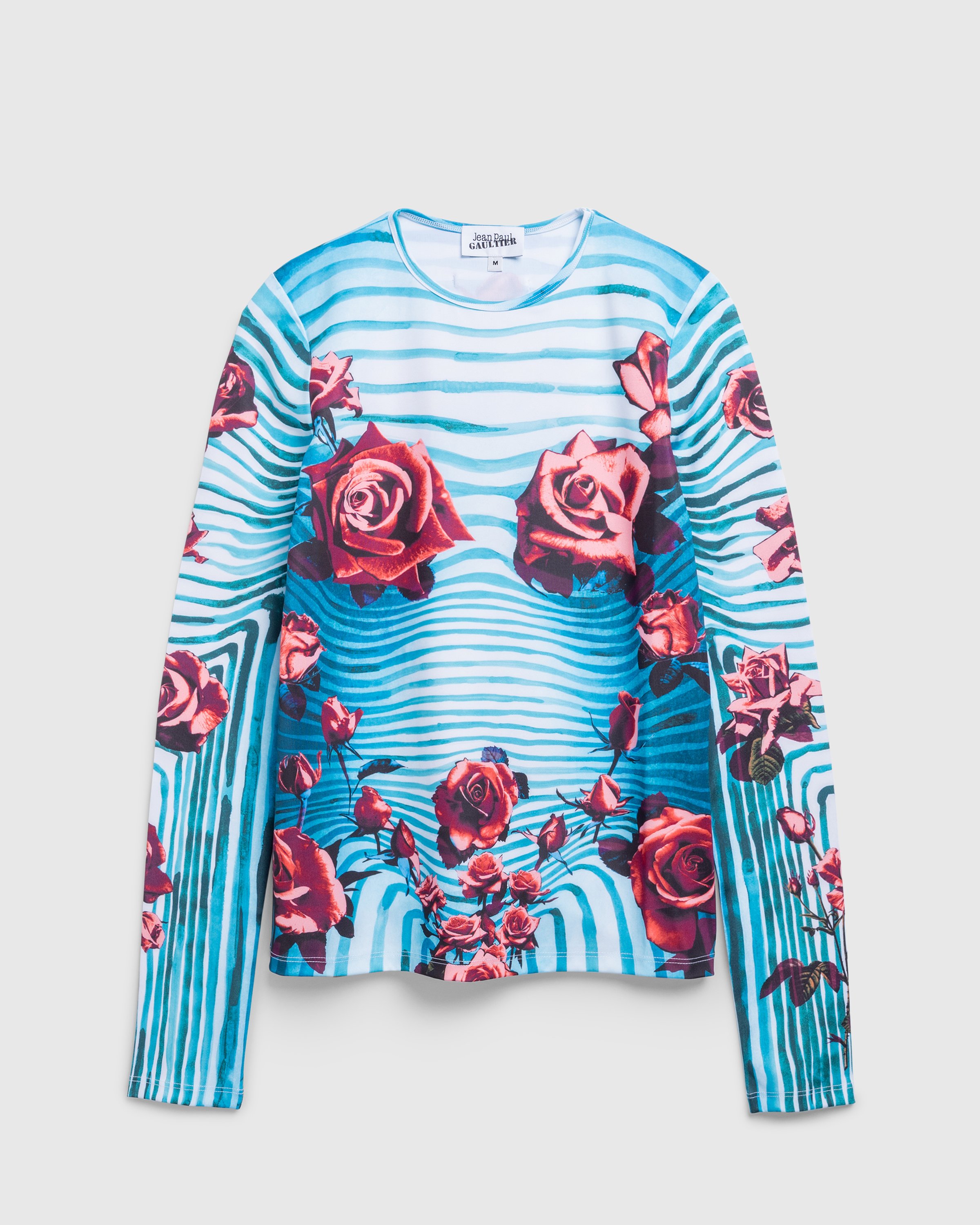Jean Paul Gaultier - Jersey Long Sleeves Top Printed Flower Body Morphing Blue/Red/White - Clothing - Multi - Image 1