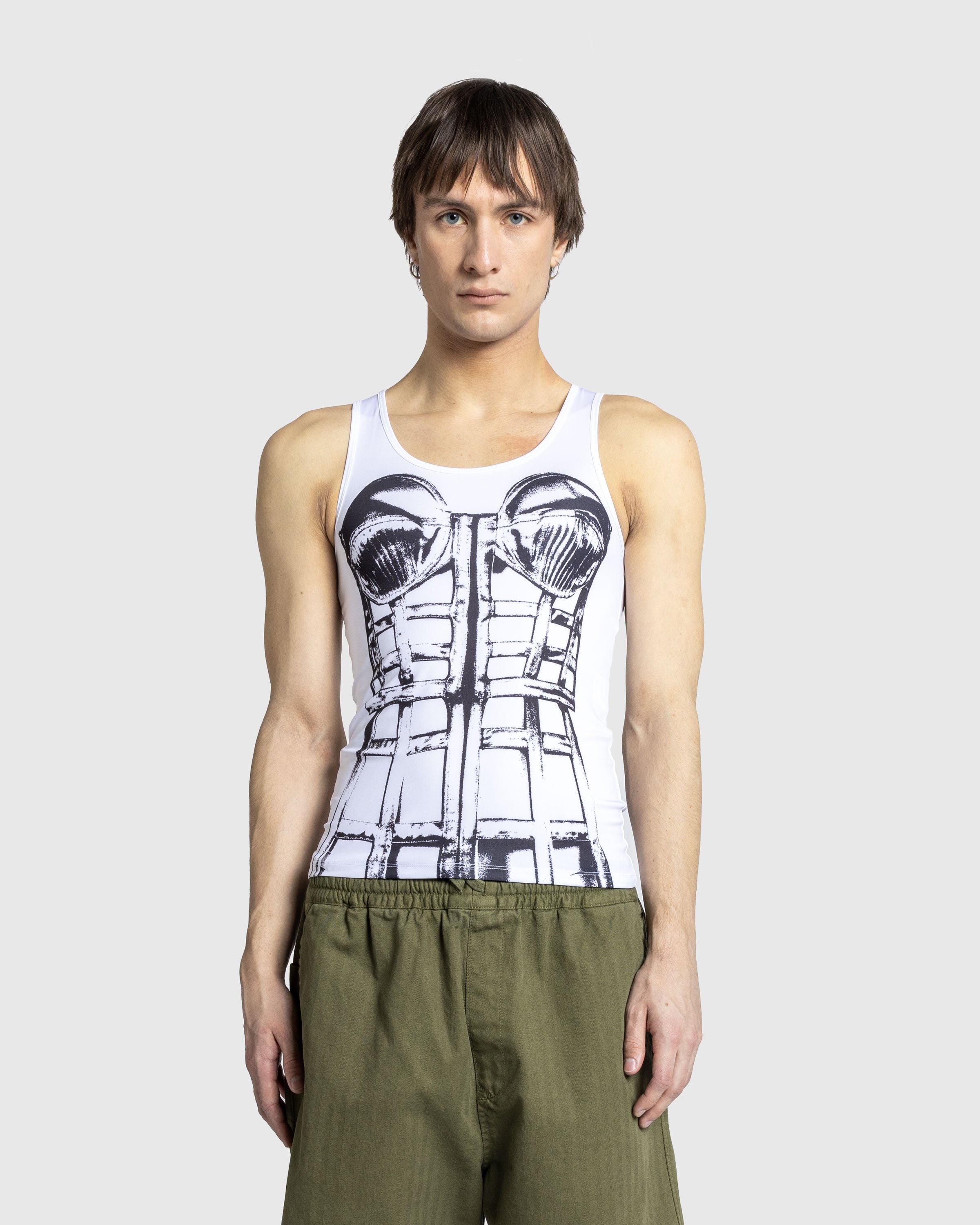 Jean Paul Gaultier - Jersey Top Printed "Cage Trompe L'Œil" White/Black - Clothing - White - Image 2