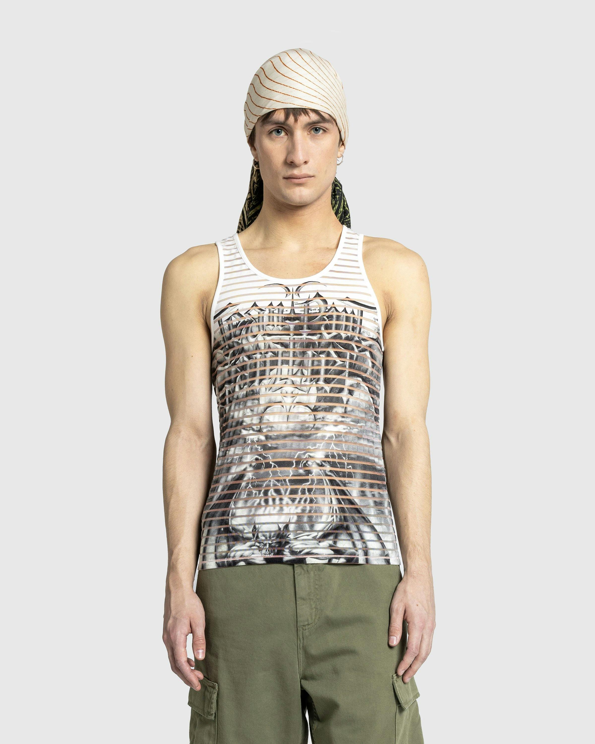 Jean Paul Gaultier - Devored Jersey Tank Top Printed Diablo White/Black - Clothing - White - Image 2