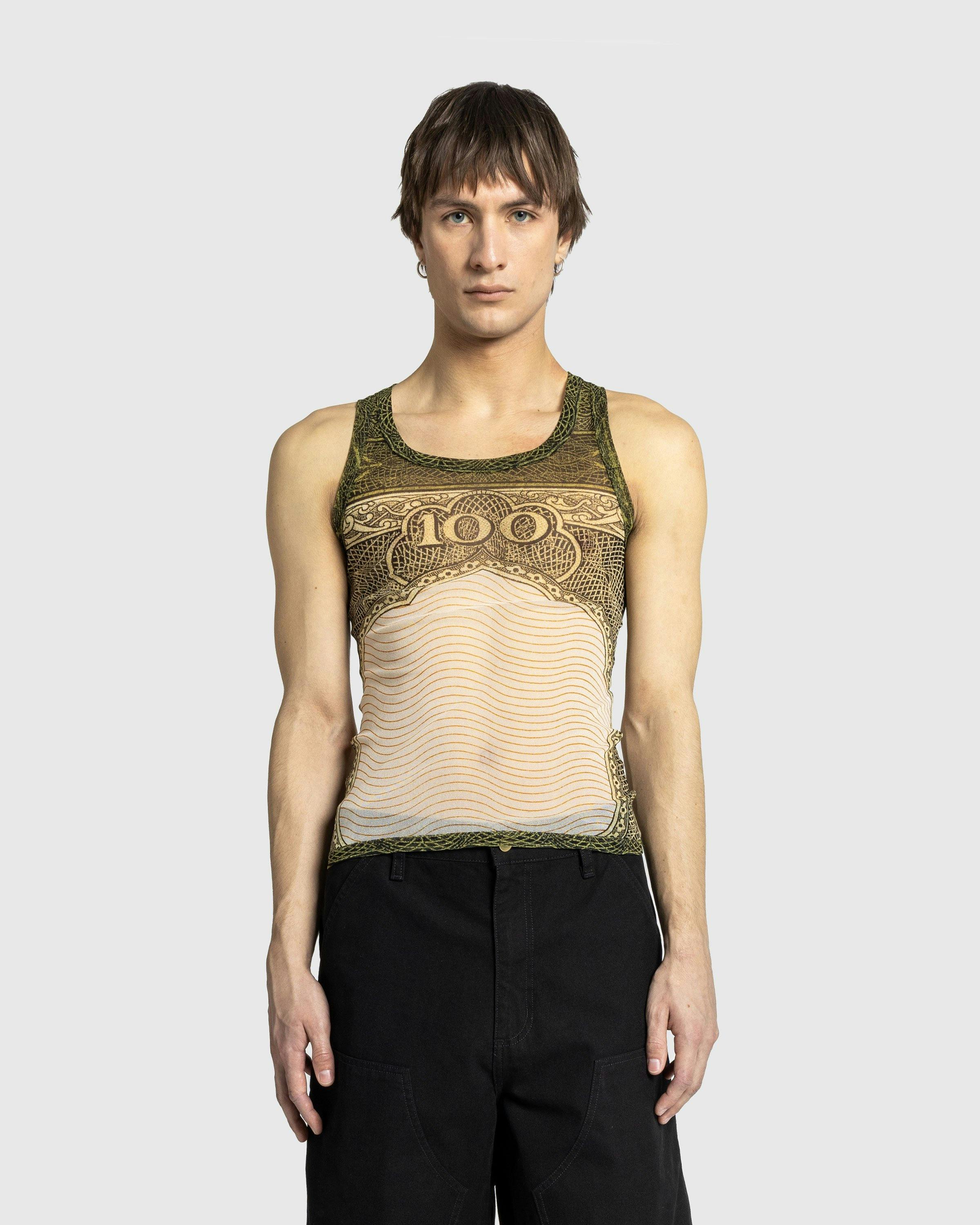 Jean Paul Gaultier - Mesh Tanktop Printed Cartouche Green/Ecru/Black/Orange - Clothing - Multi - Image 2