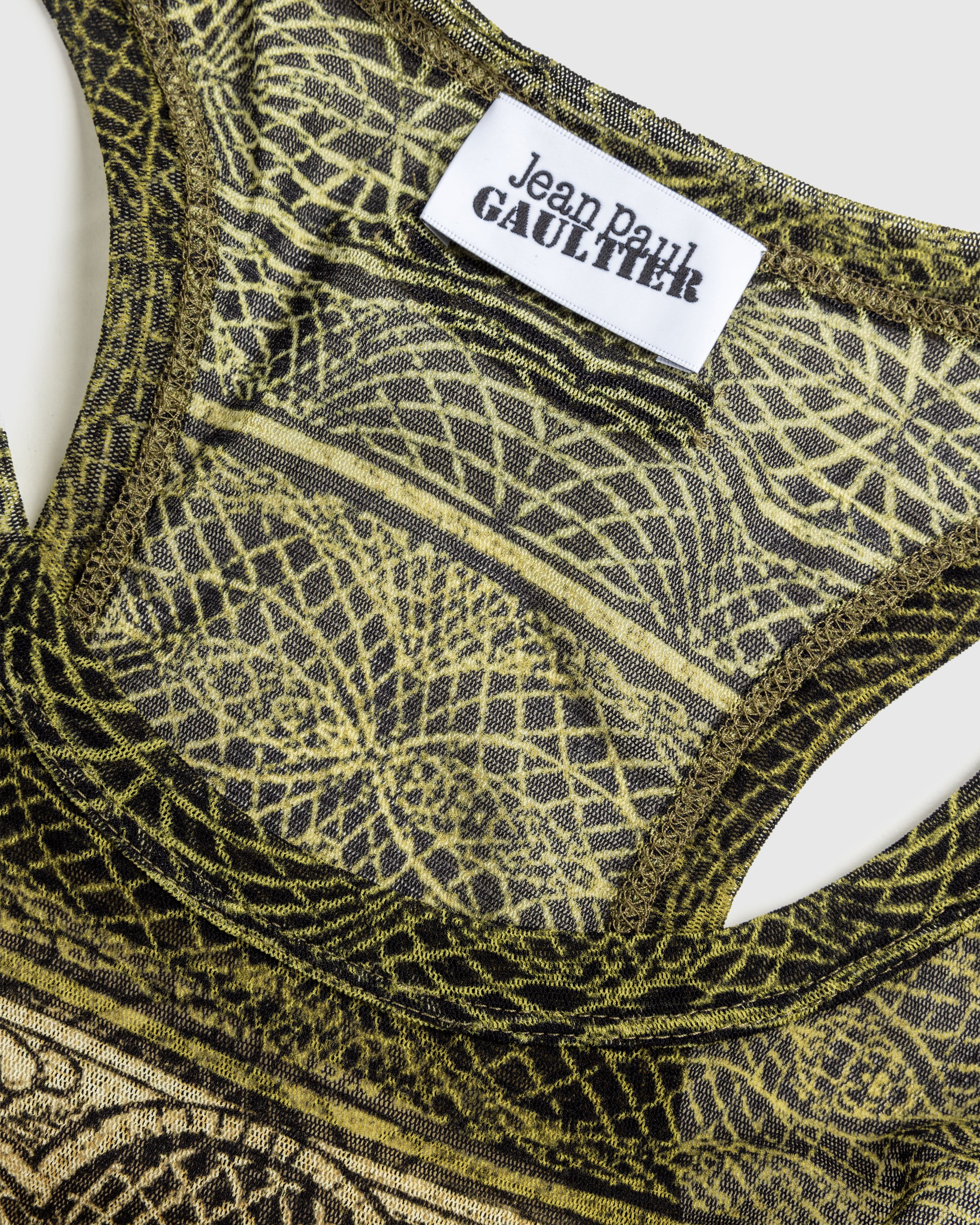 Jean Paul Gaultier - Mesh Tanktop Printed Cartouche Green/Ecru/Black/Orange - Clothing - Multi - Image 6