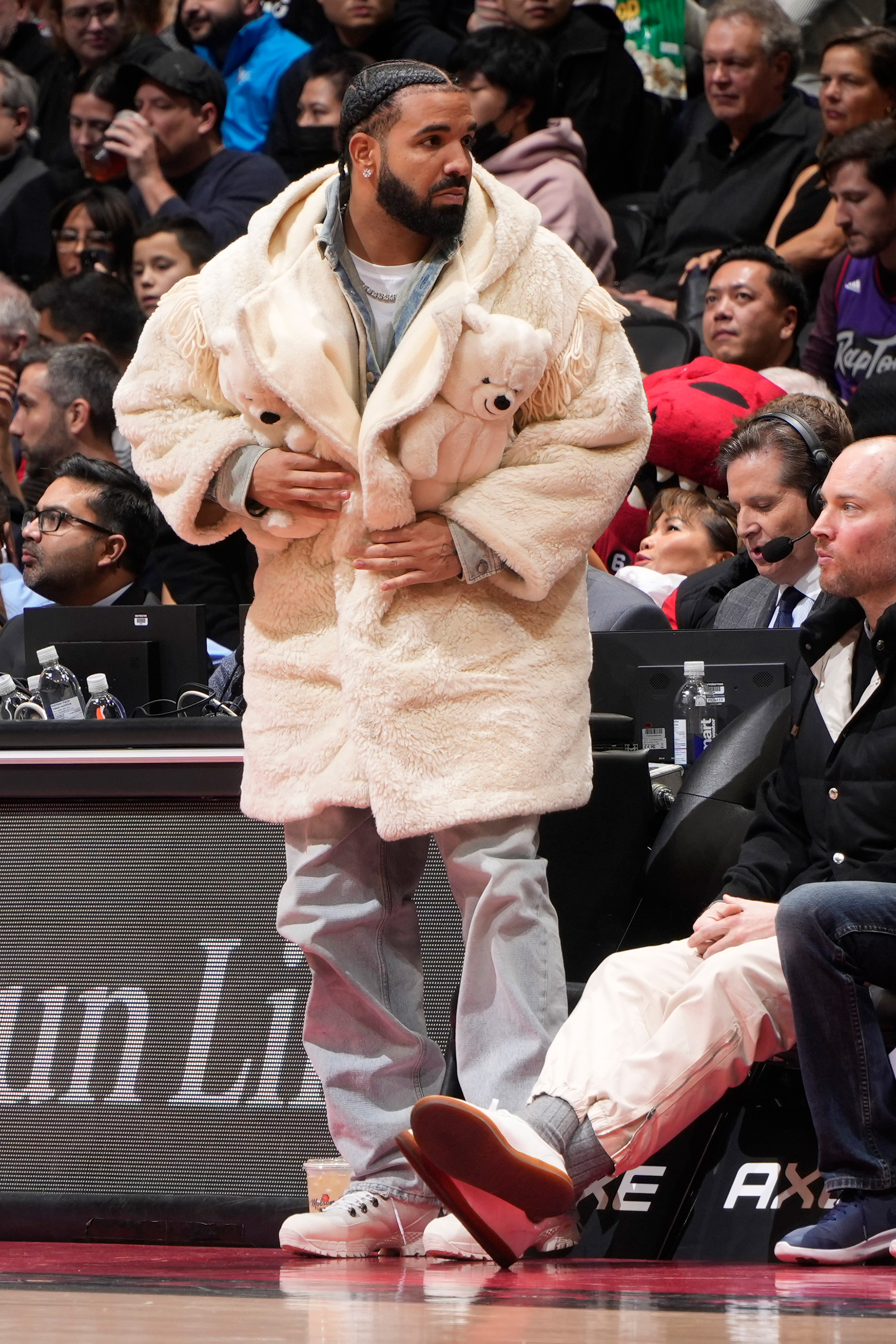 Drake attends the game between the Brooklyn Nets and Toronto Raptors on November 23, 2022 at the Scotiabank Arena in Toronto, Ontario, Canada.
