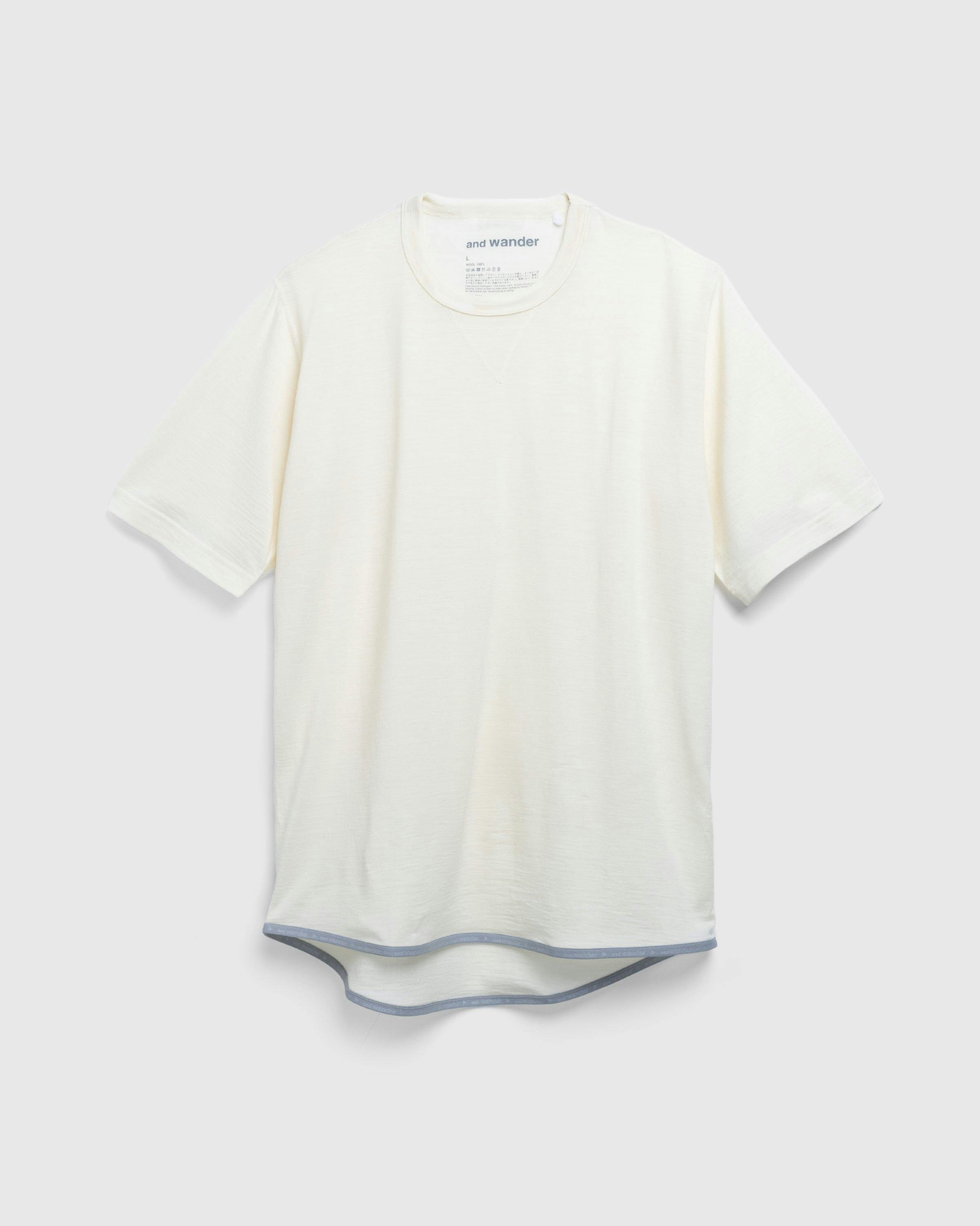 And Wander - 4 8 p l a i n b a s e S S T - Clothing - White - Image 1