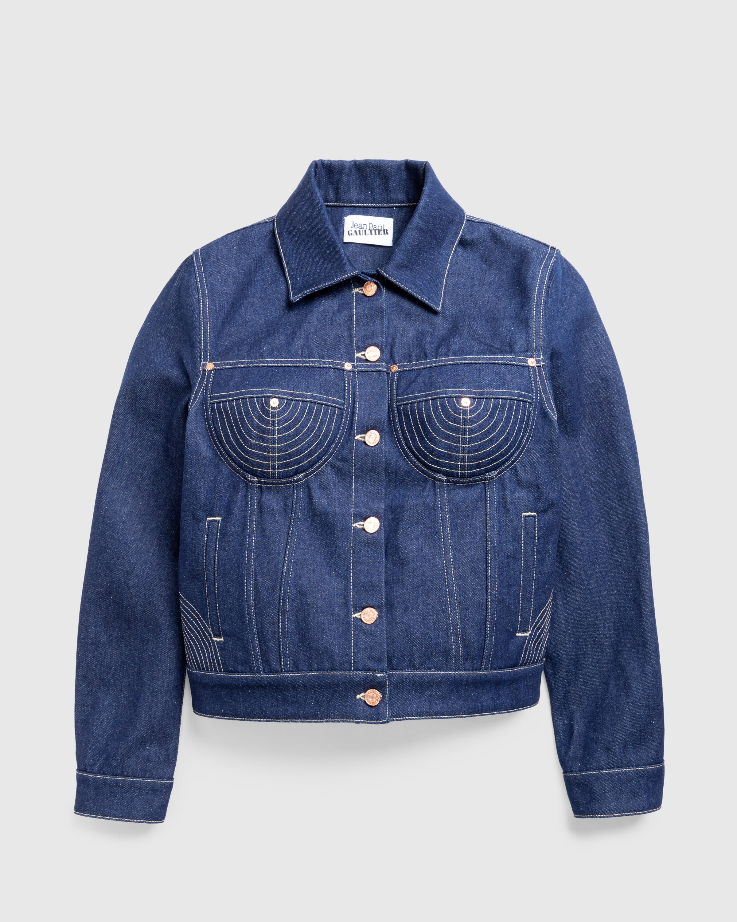 Jean Paul Gaultier - Denim Jacket With Contrasted Topstitching Madonna Inspired Indigo/Tabac - Clothing - Multi - Image 1