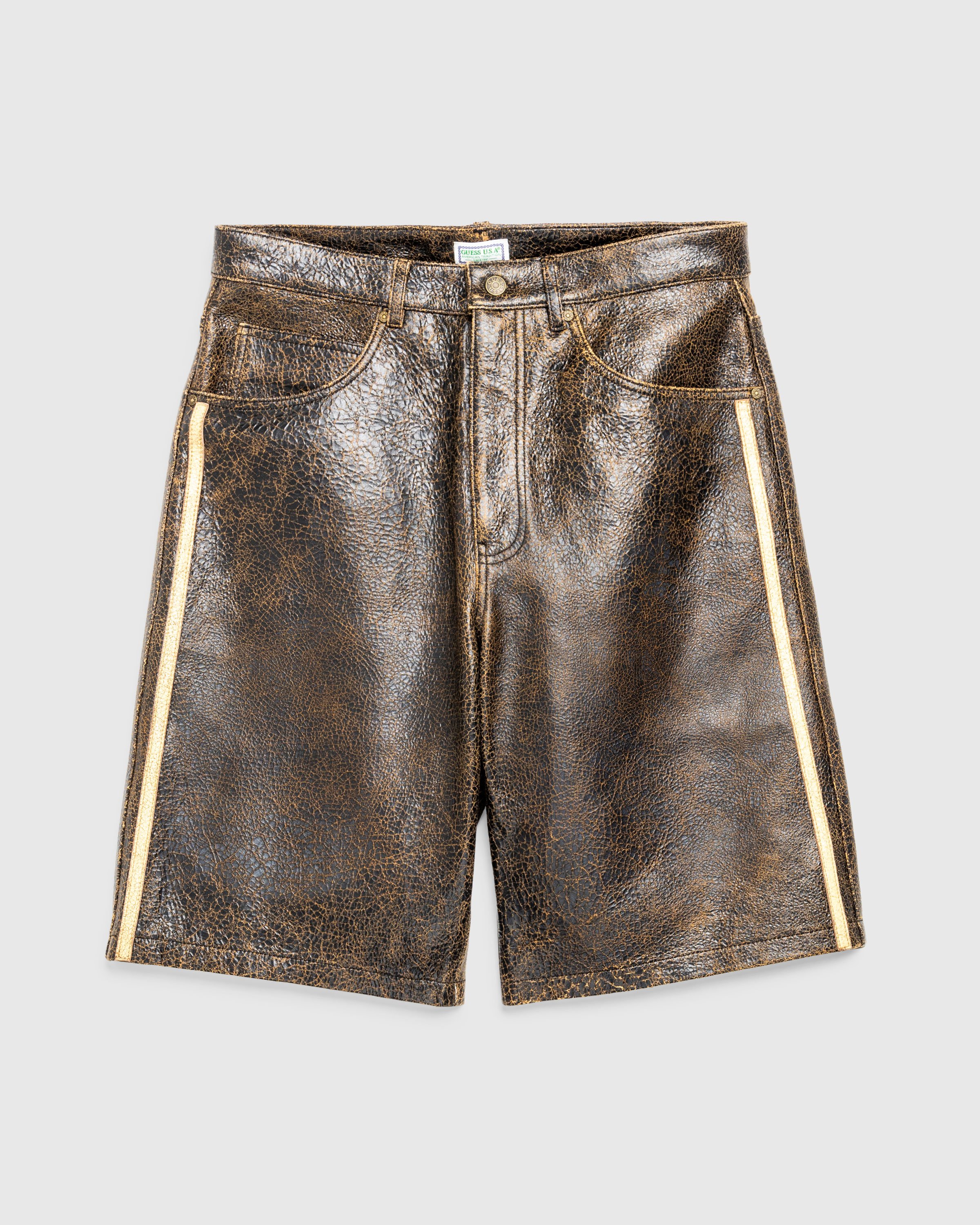 Guess USA - Gusa Crackle Leather Short Amos Brown Multi - Clothing - Brown - Image 1
