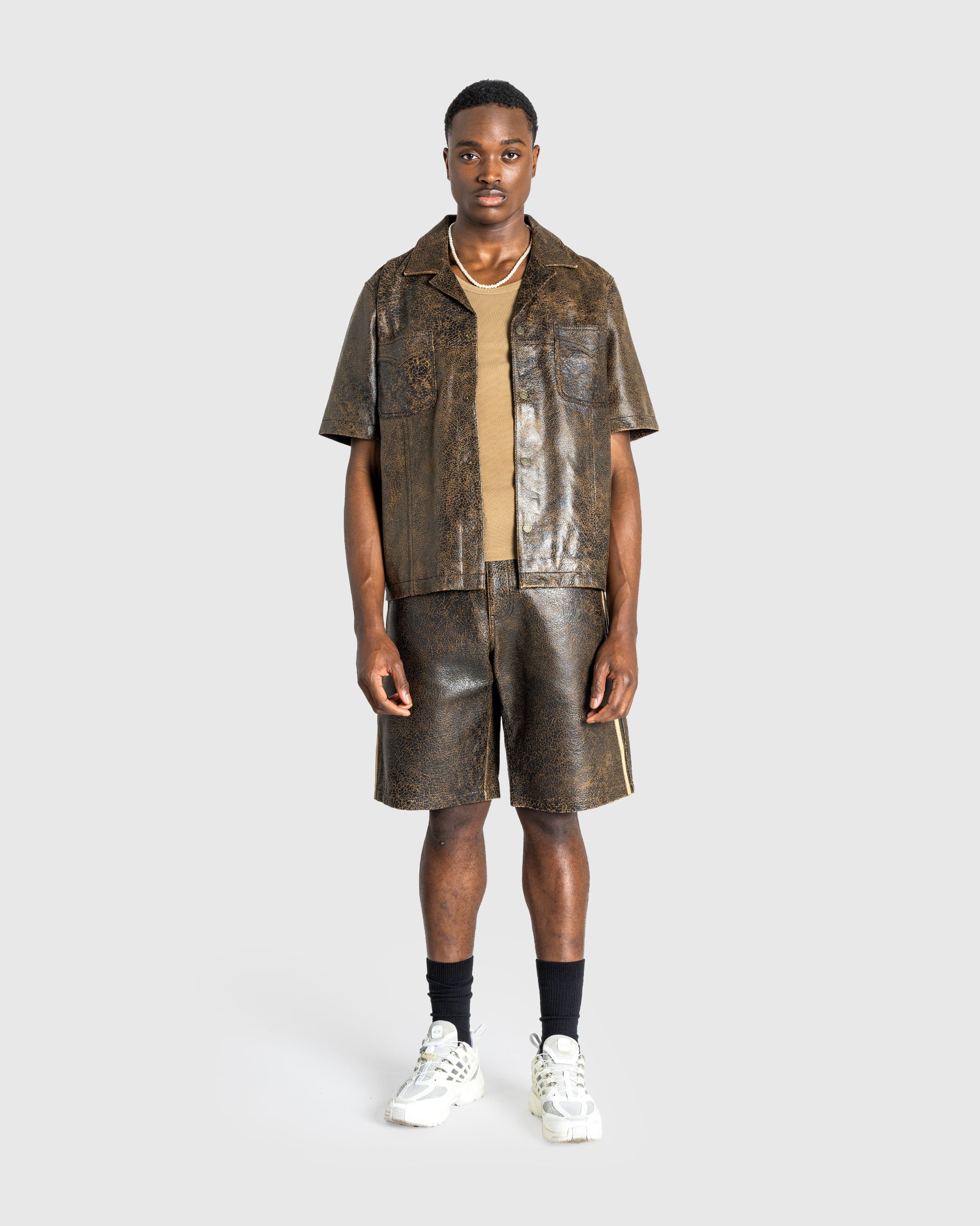 Guess USA - Gusa Leather Camp Shirt Amos Brown Multi - Clothing - Brown - Image 3