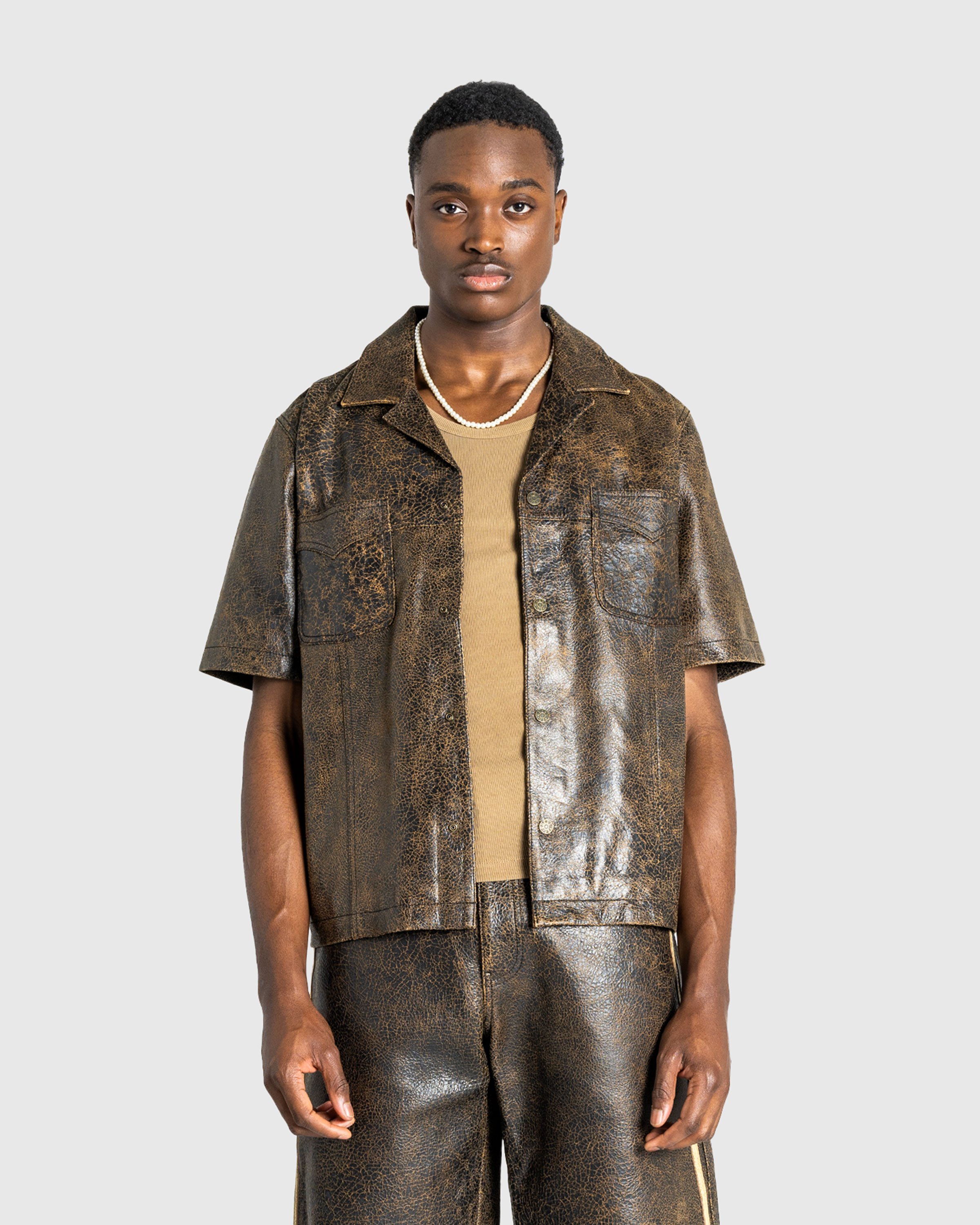 Guess USA - Gusa Leather Camp Shirt Amos Brown Multi - Clothing - Brown - Image 2