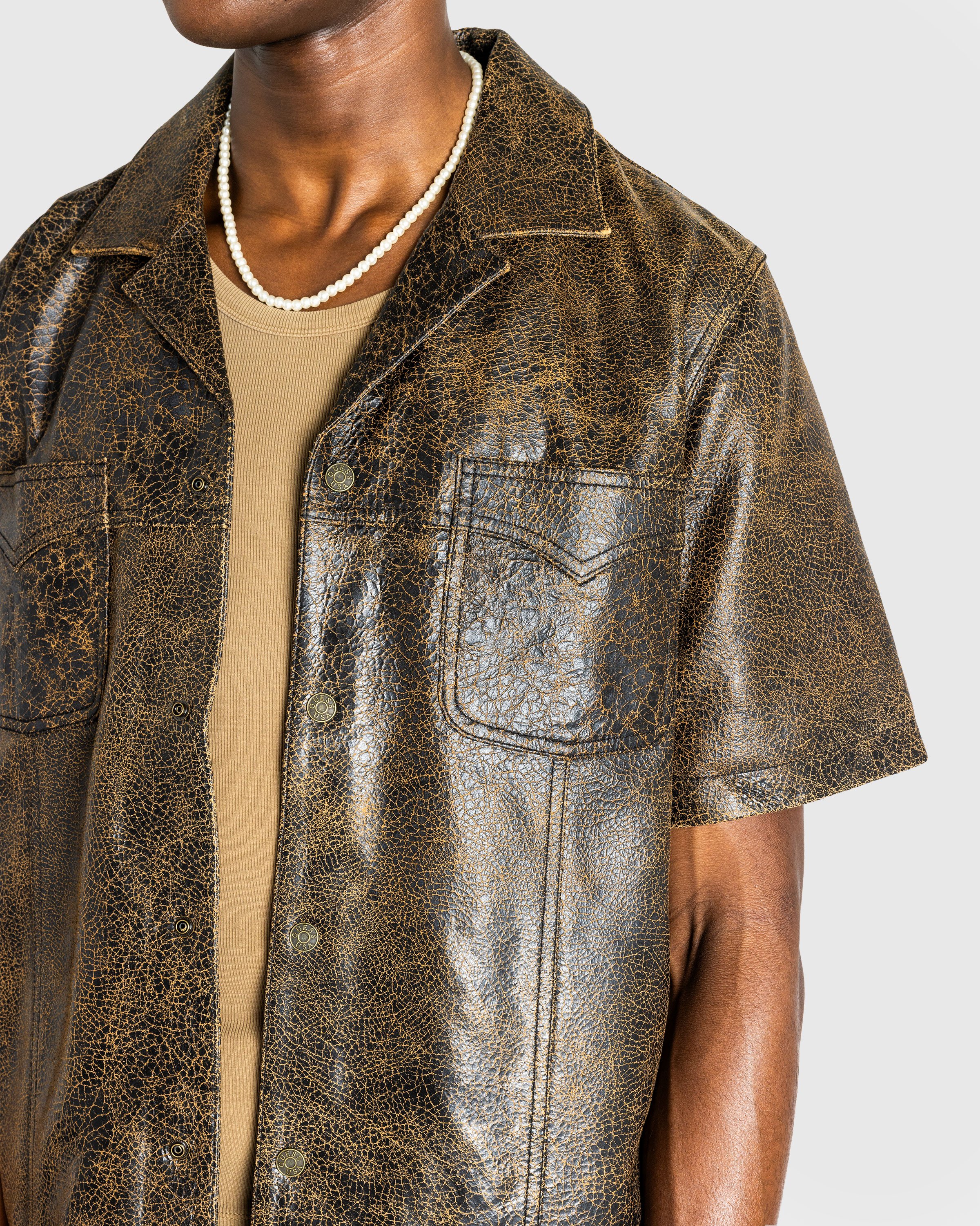 Guess USA - Gusa Leather Camp Shirt Amos Brown Multi - Clothing - Brown - Image 5