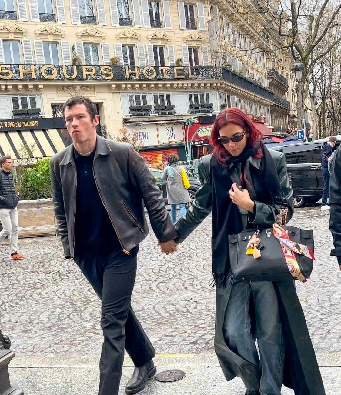 Dua Lipa & Callum Turner seen in Paris in March 2024