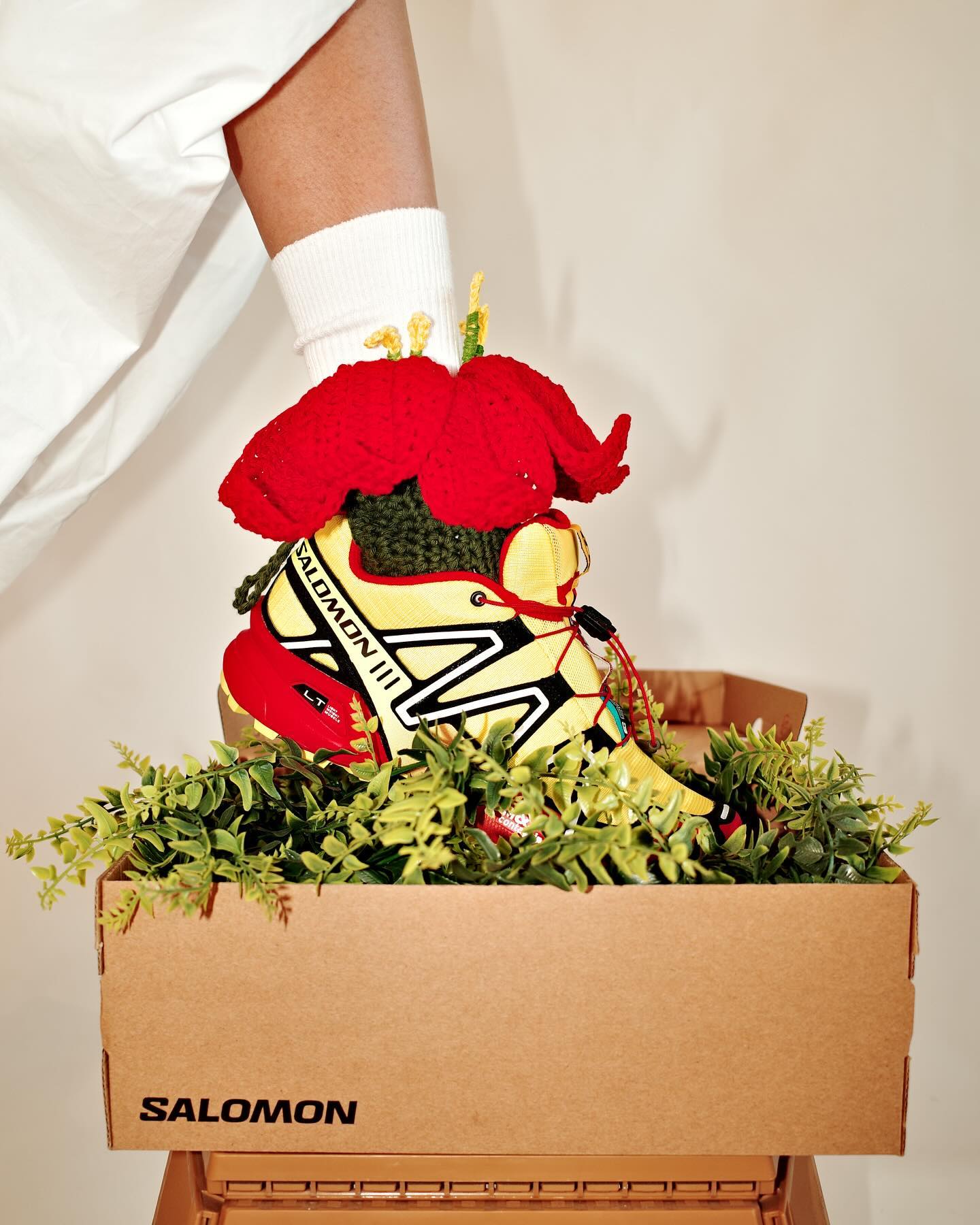 Salomon Speedcross 3 sneakers customized by crochet artist @ilyang.ilyang
