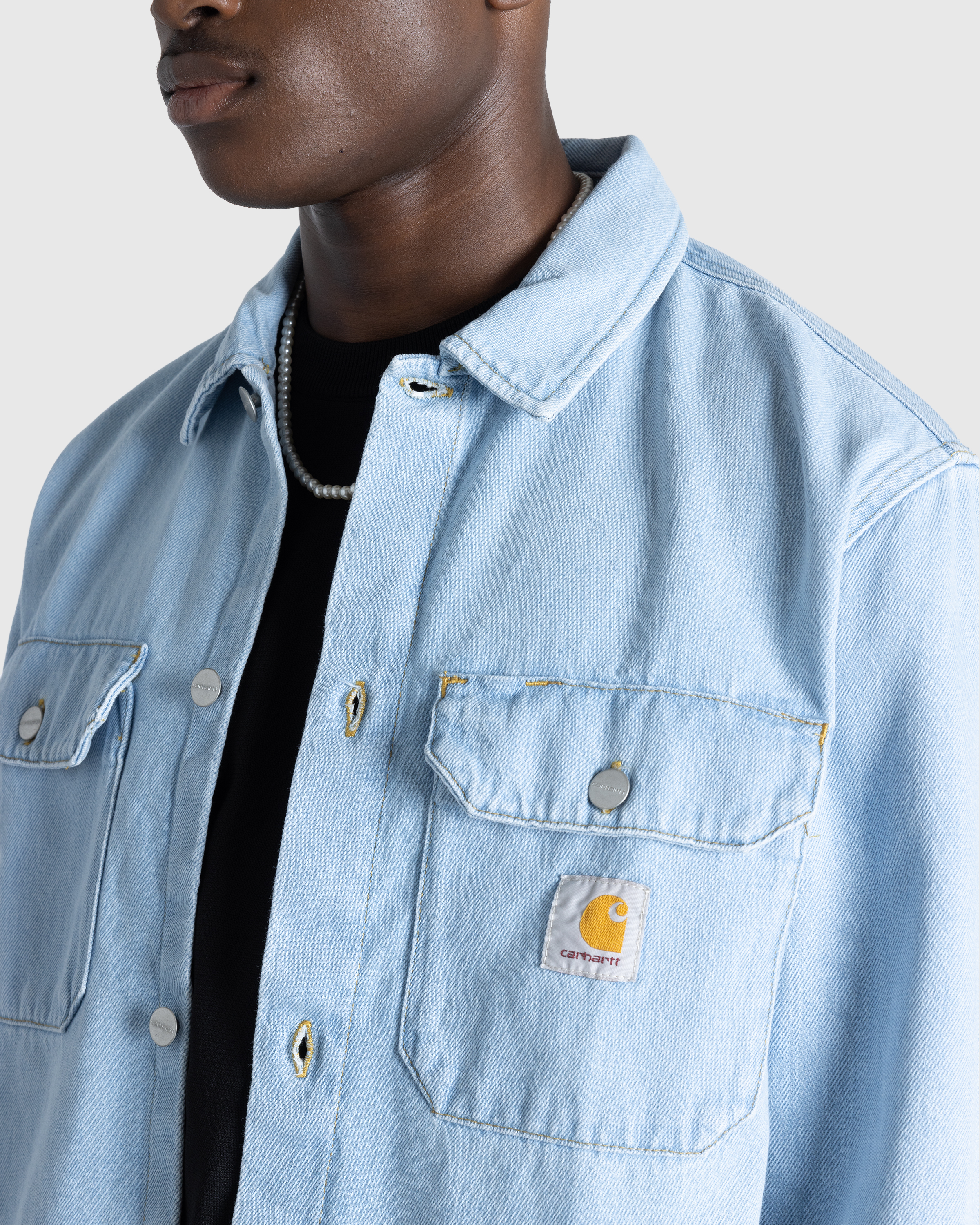 Carhartt WIP – Harvey Shirt Jacket Blue/Stone Bleached - Shirts - Blue - Image 5