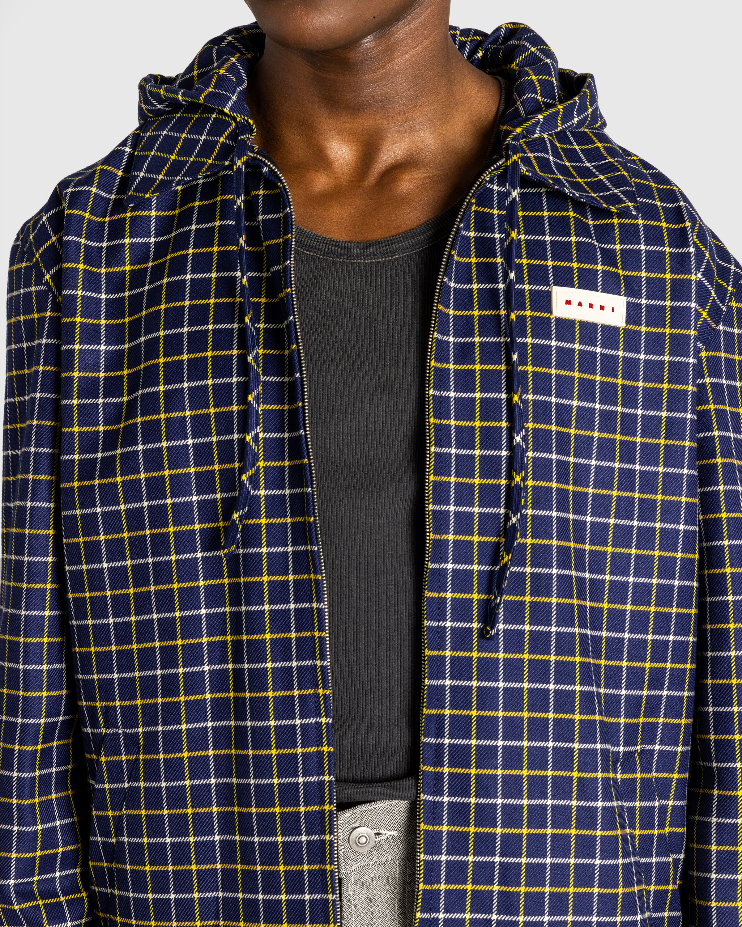 Marni – Checked Wool and Cotton Overshirt Blumarine - Outerwear - Blue - Image 5