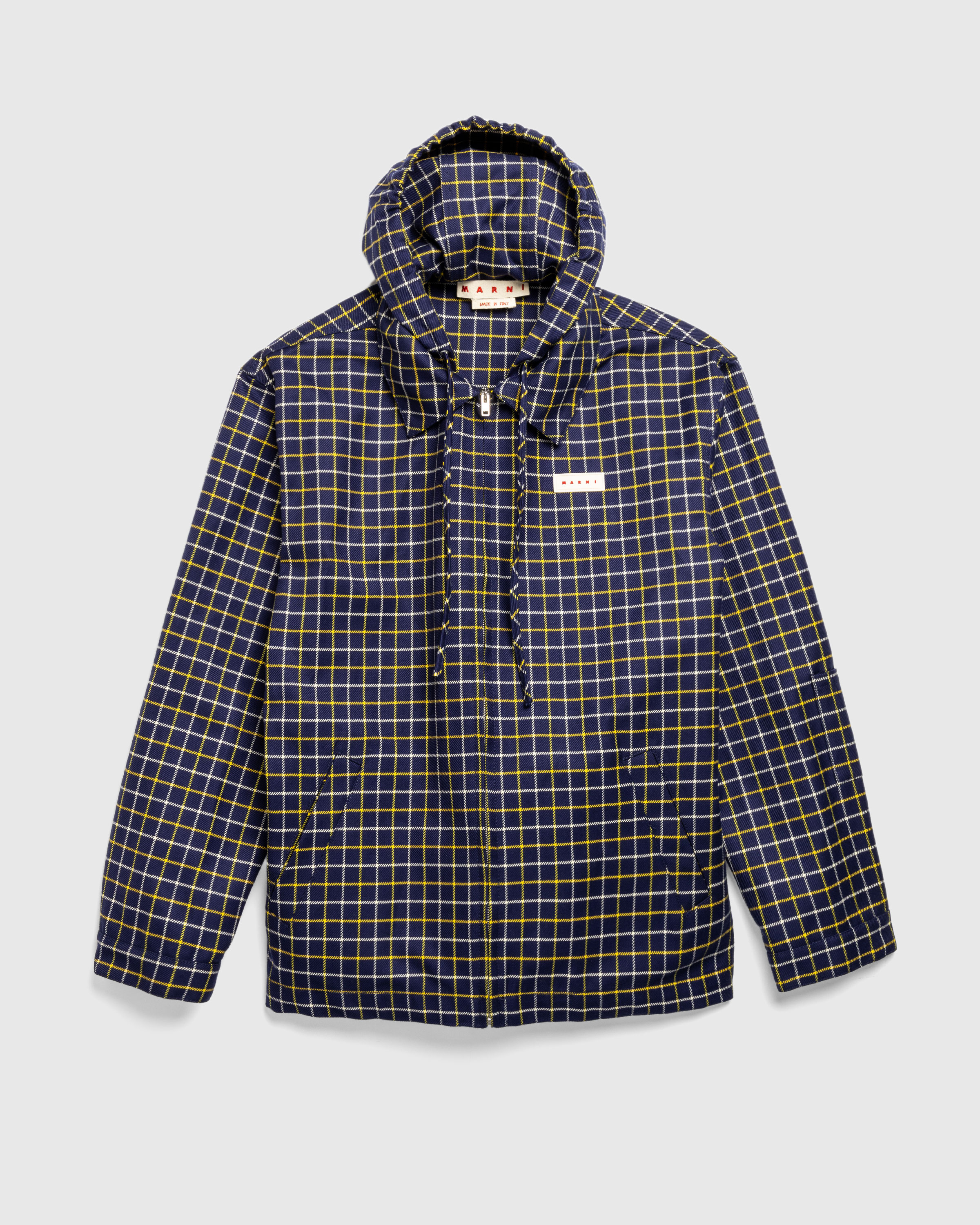 Marni – Checked Wool and Cotton Overshirt Blumarine - Outerwear - Blue - Image 1