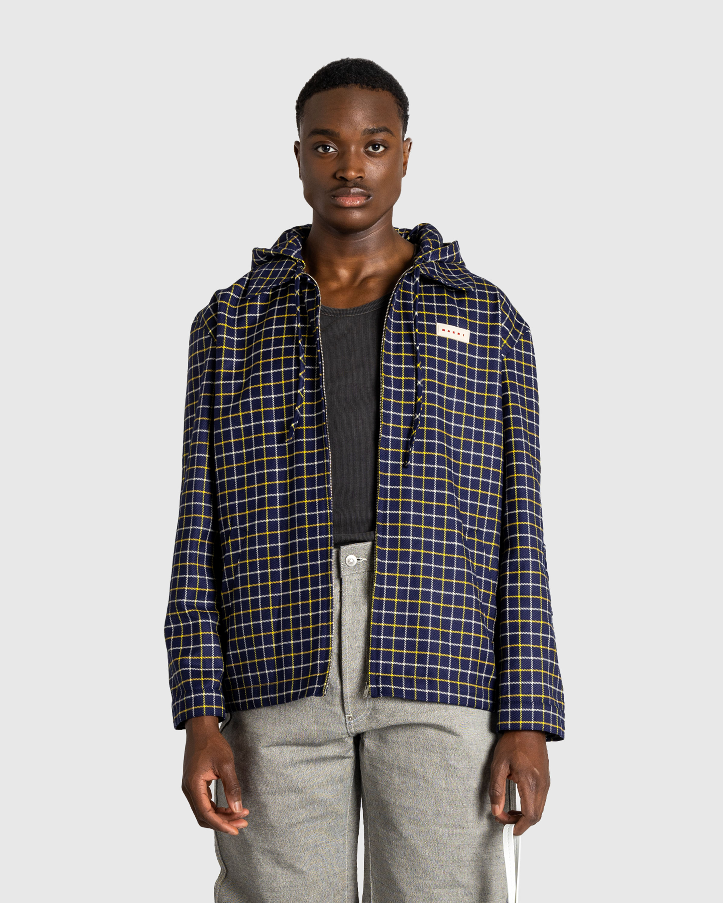 Marni – Checked Wool and Cotton Overshirt Blumarine - Outerwear - Blue - Image 2
