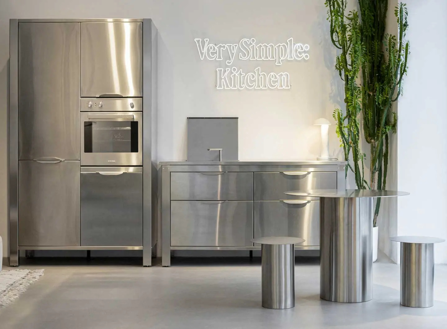 very simple stainless steel kitchen