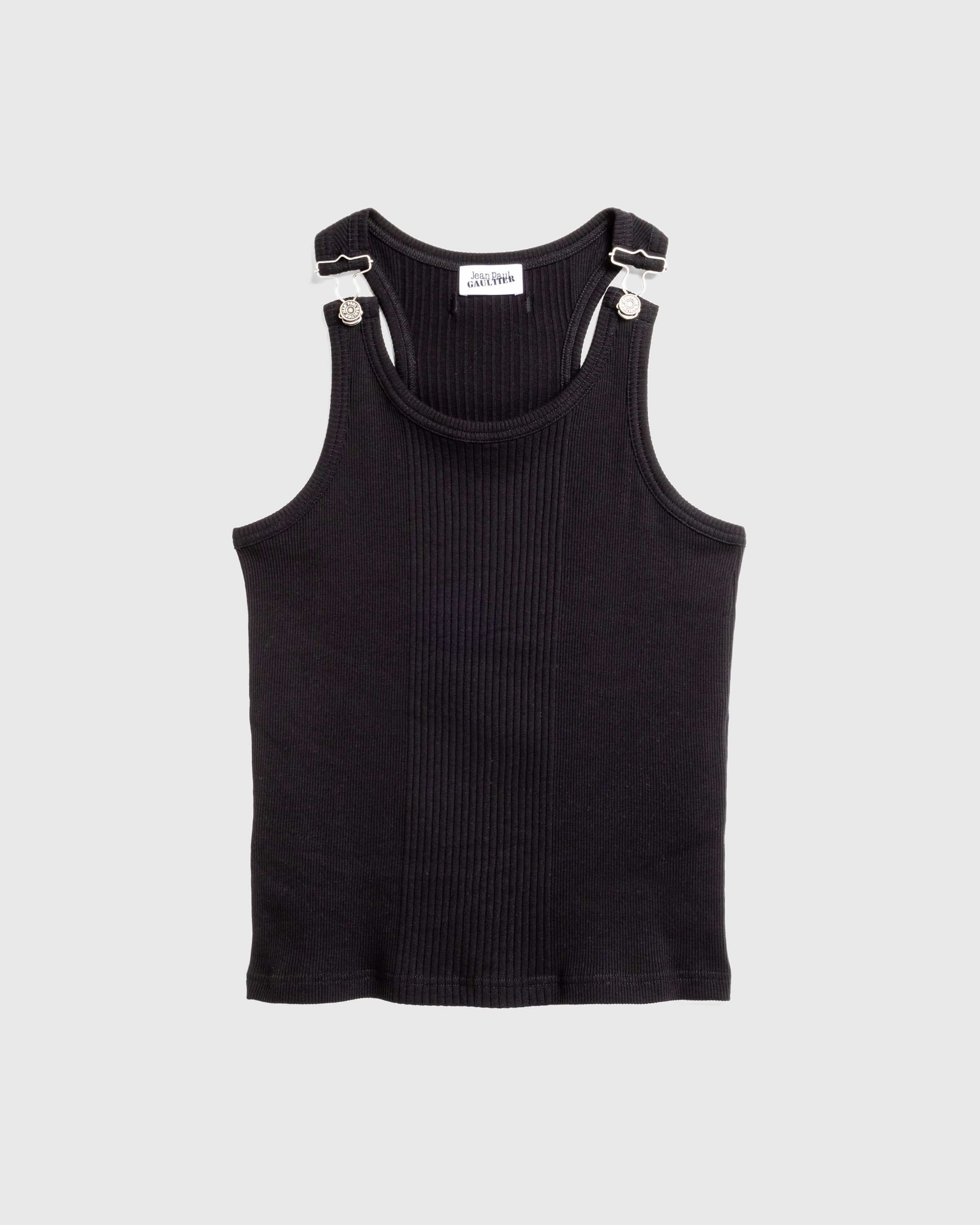 Jean Paul Gaultier – Ribbed Tank Top With Overall Buckles Black - Tank Tops - Black - Image 1