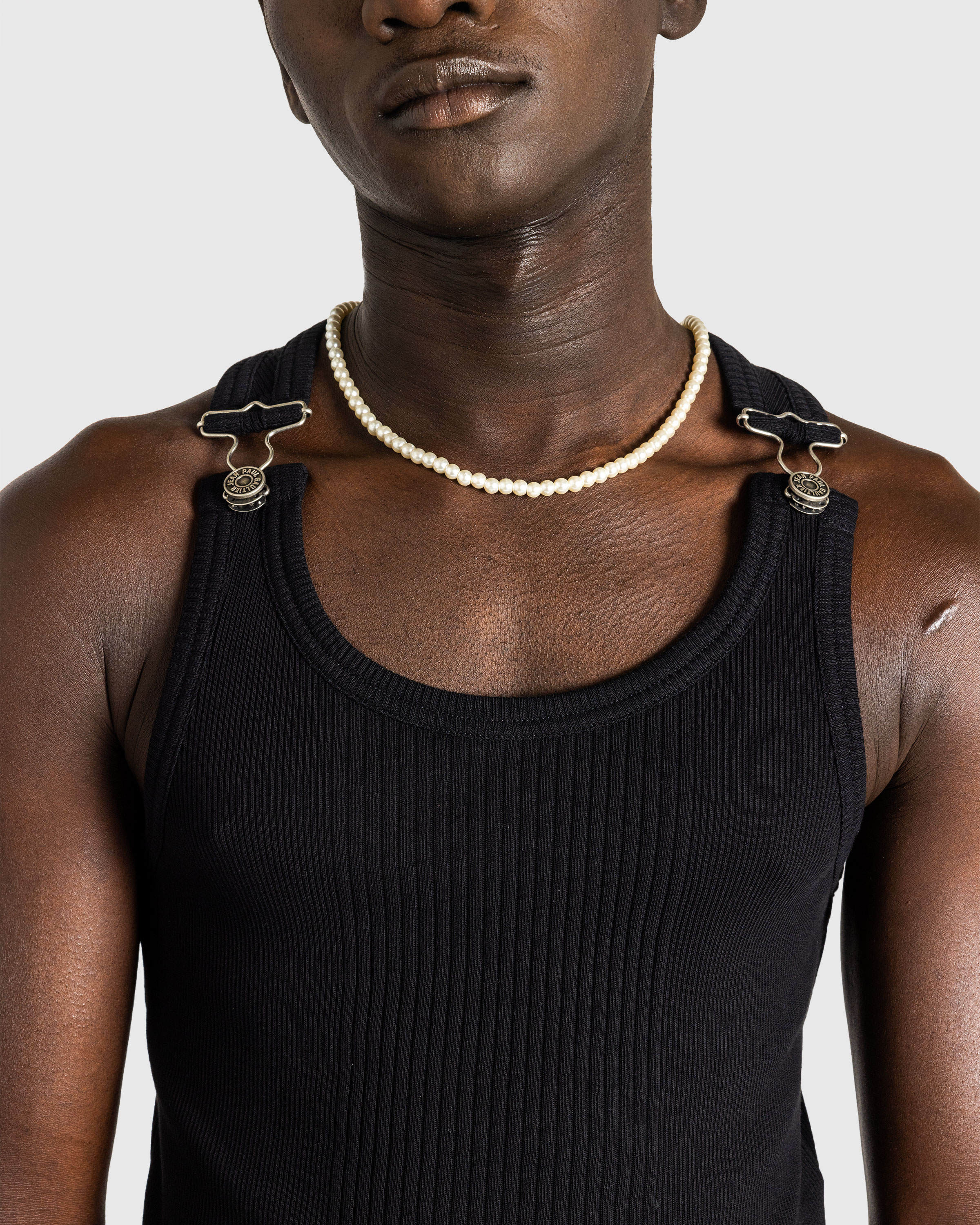 Jean Paul Gaultier – Ribbed Tank Top With Overall Buckles Black - Tank Tops - Black - Image 5