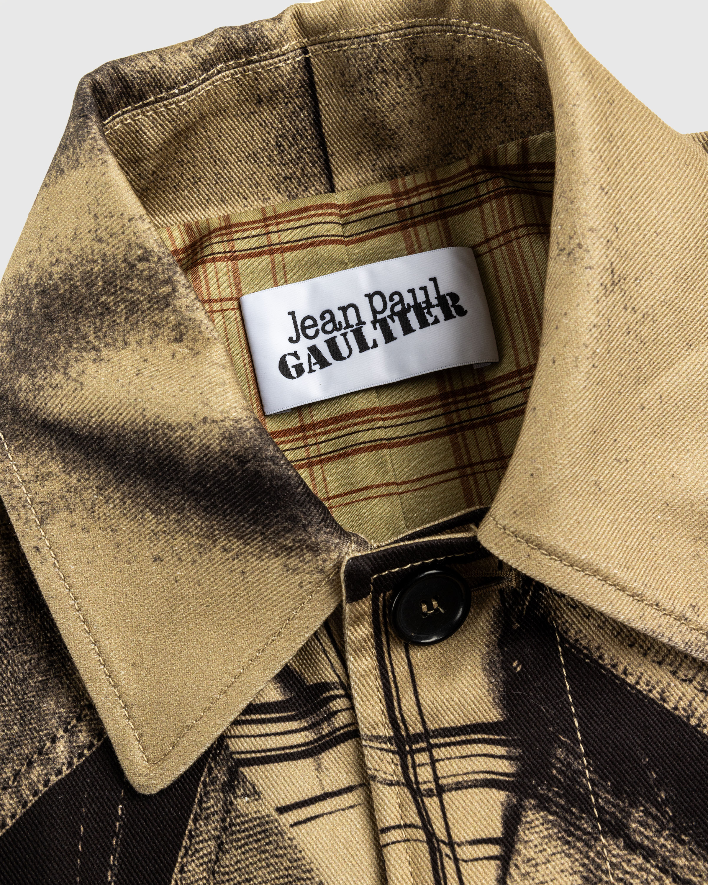 Jean Paul Gaultier – Trompe L'Œil Trench Coat Sand/Black - Trench Coats - Beige - Image 5