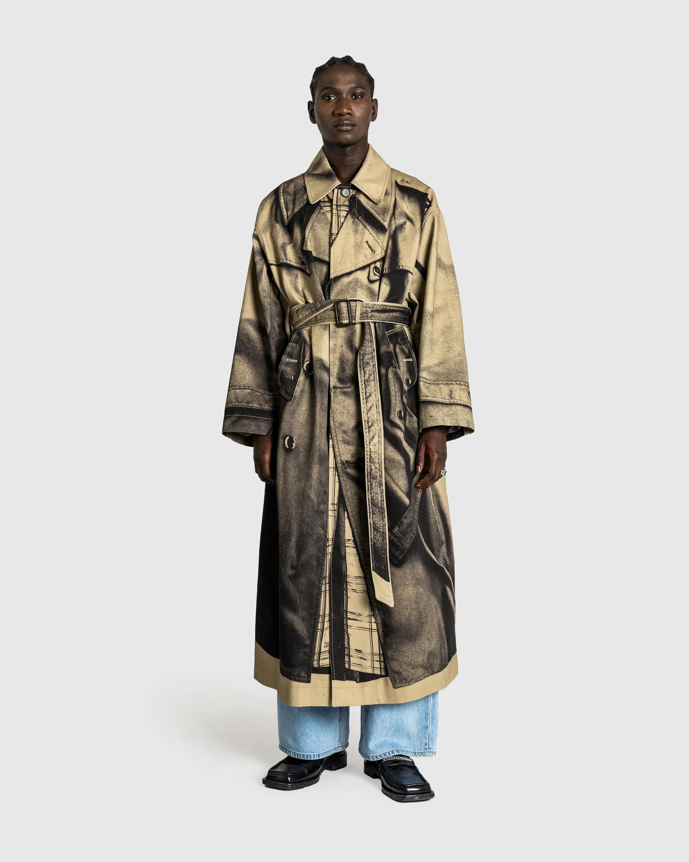 Jean Paul Gaultier – Trompe L'Œil Trench Coat Sand/Black - Trench Coats - Beige - Image 2