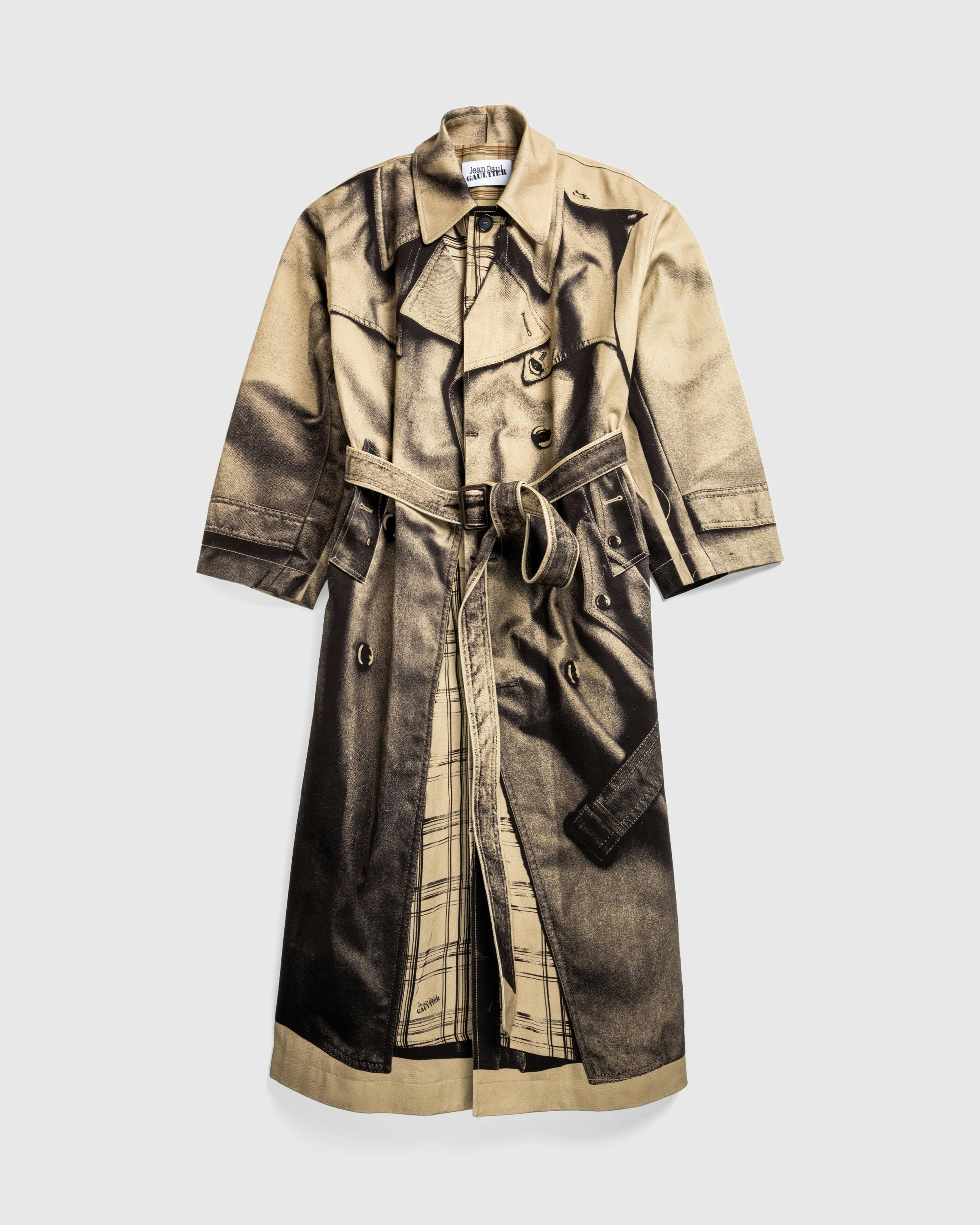 Jean Paul Gaultier – Trompe L'Œil Trench Coat Sand/Black - Trench Coats - Beige - Image 1