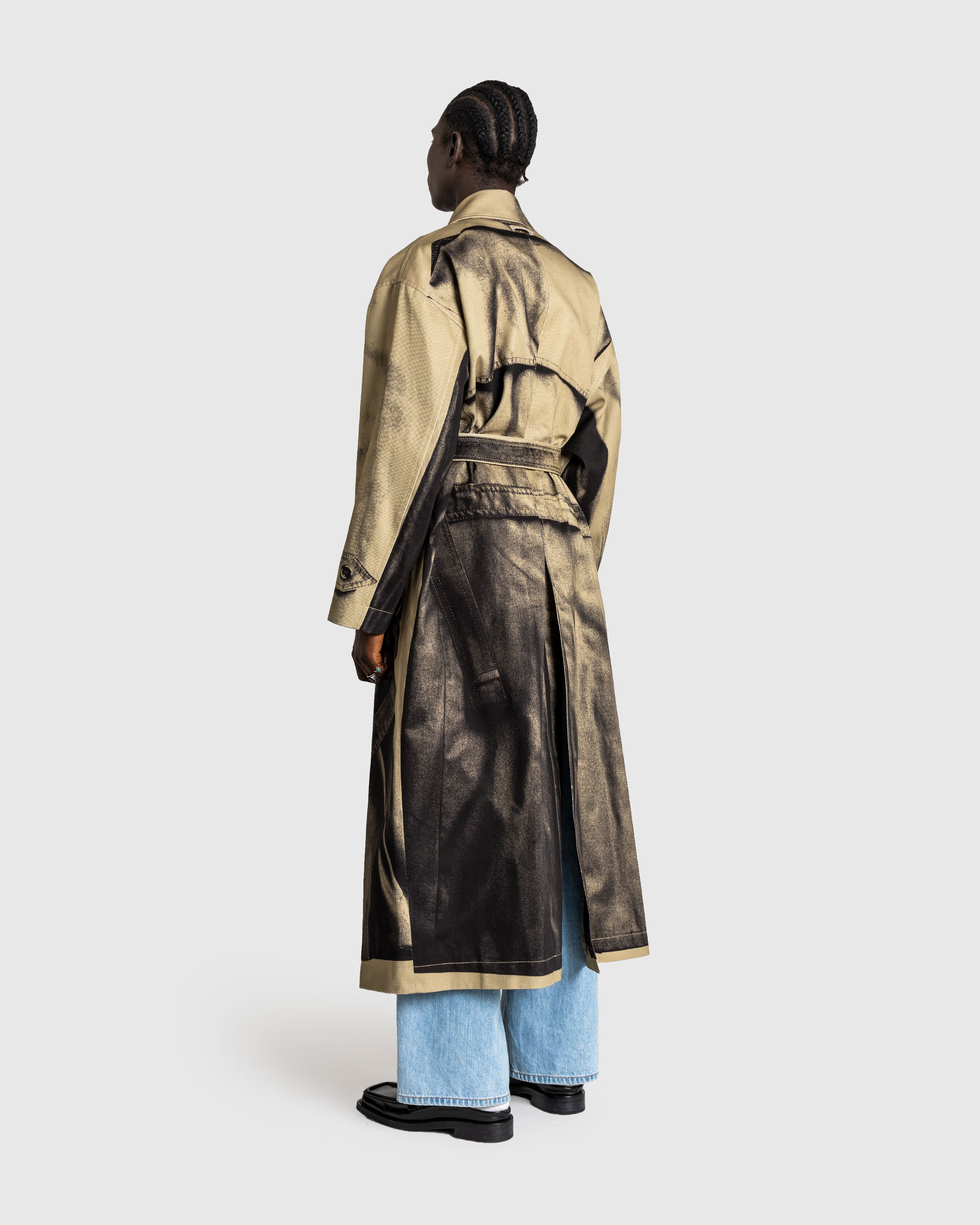 Jean Paul Gaultier – Trompe L'Œil Trench Coat Sand/Black - Trench Coats - Beige - Image 3