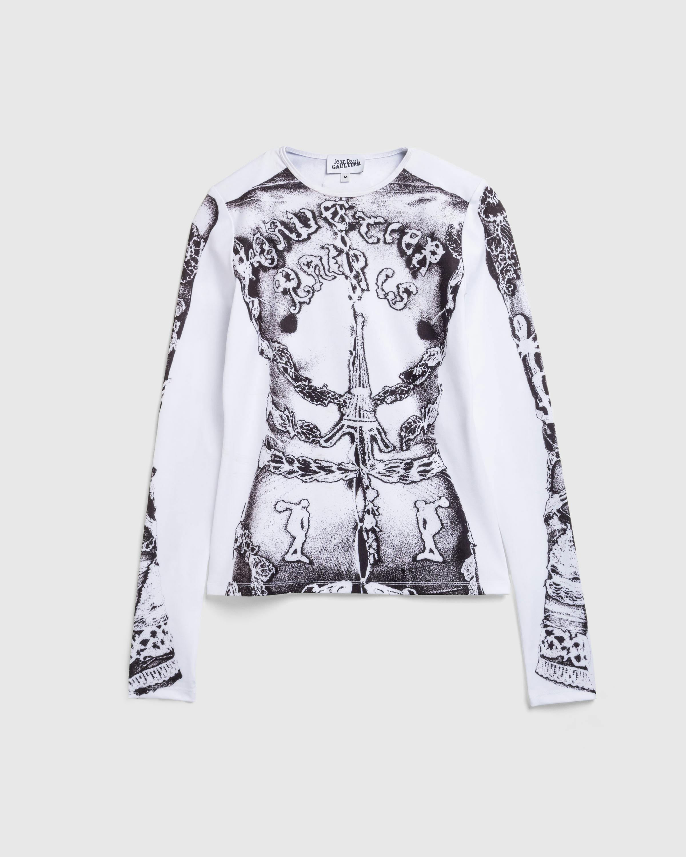 Jean Paul Gaultier – Long-Sleeve Gaultier Paris Top White/Black - Longsleeves - White - Image 1