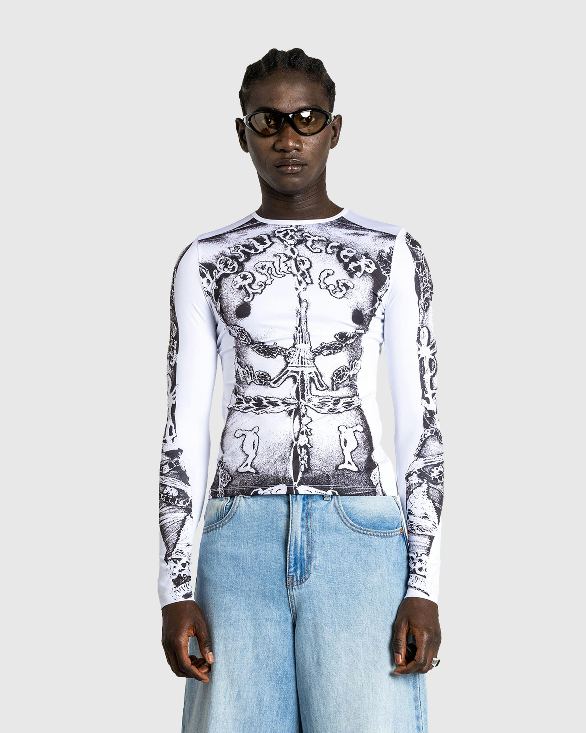 Jean Paul Gaultier – Long-Sleeve Gaultier Paris Top White/Black - Longsleeves - White - Image 2