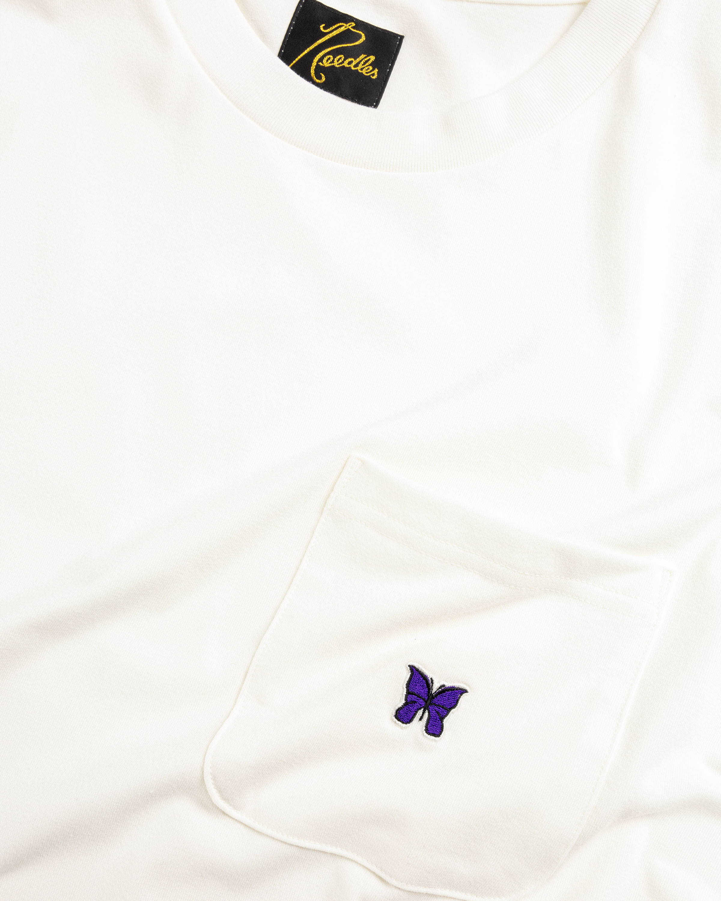 Needles – L/S Crew Neck Tee Poly Jersey White - Longsleeves - White - Image 6